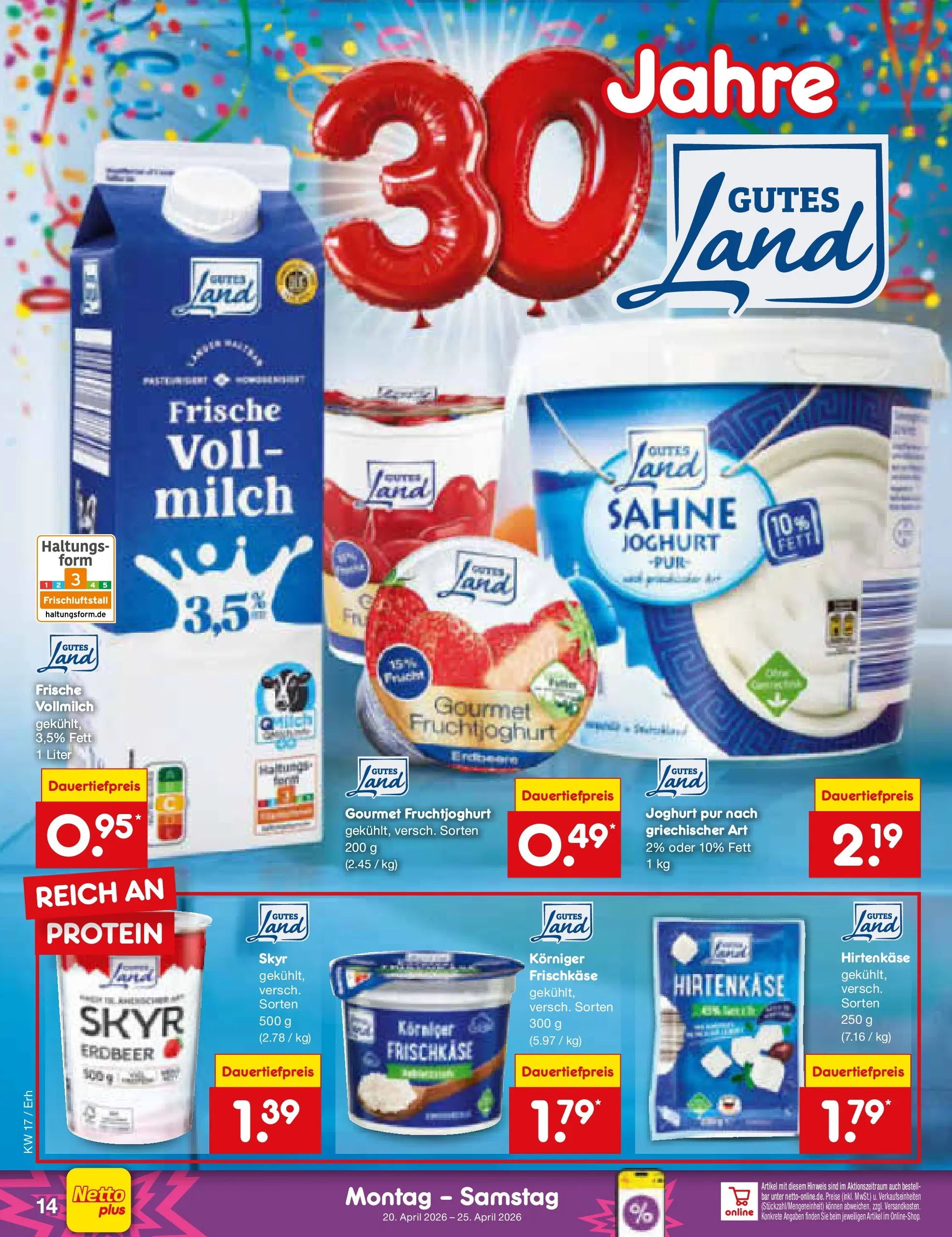 Netto Marken-Discount Prospekt Metten	 (ab 20.04.2026) » Angebote | Seite: 16 | Produkte: Milch, Joghurt, Fruchtjoghurt, Sahne