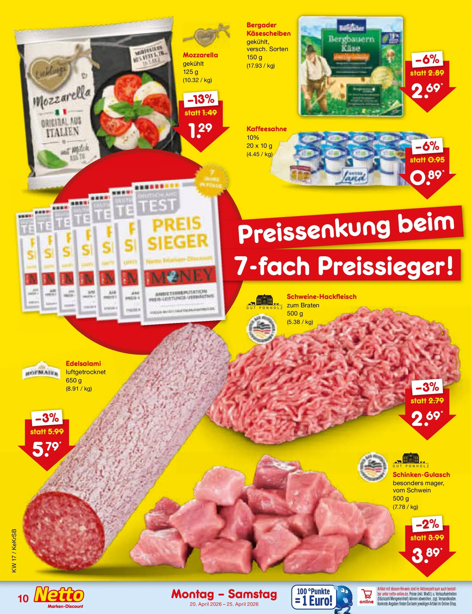 Netto Marken-Discount Prospekt Jüchen	 (ab 20.04.2026) » Angebote | Seite: 12 | Produkte: Mozzarella