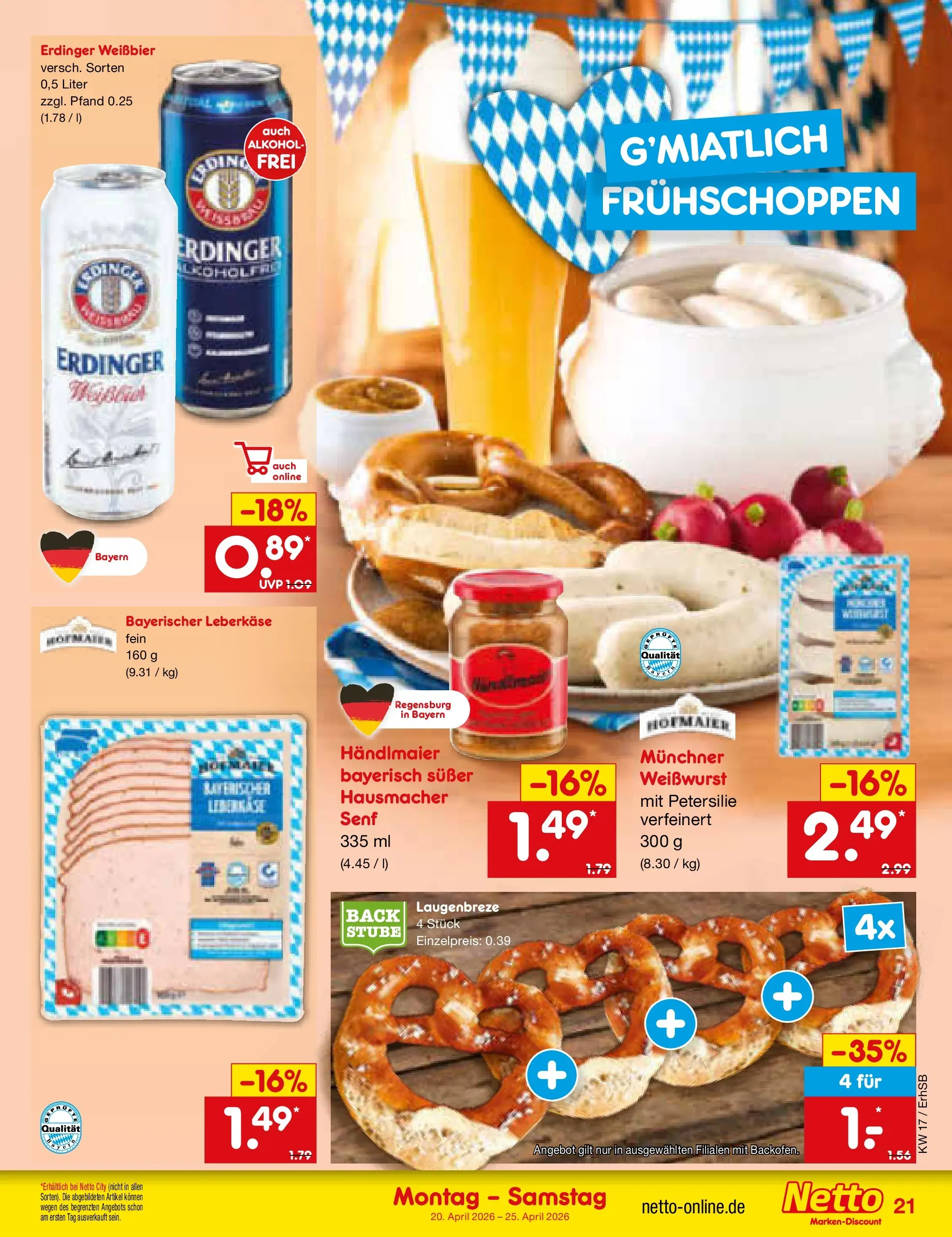 Netto Marken-Discount Prospekt Metten	 (ab 20.04.2026) » Angebote | Seite: 23 | Produkte: Erdinger, Weißbier, Weißwurst, Petersilie