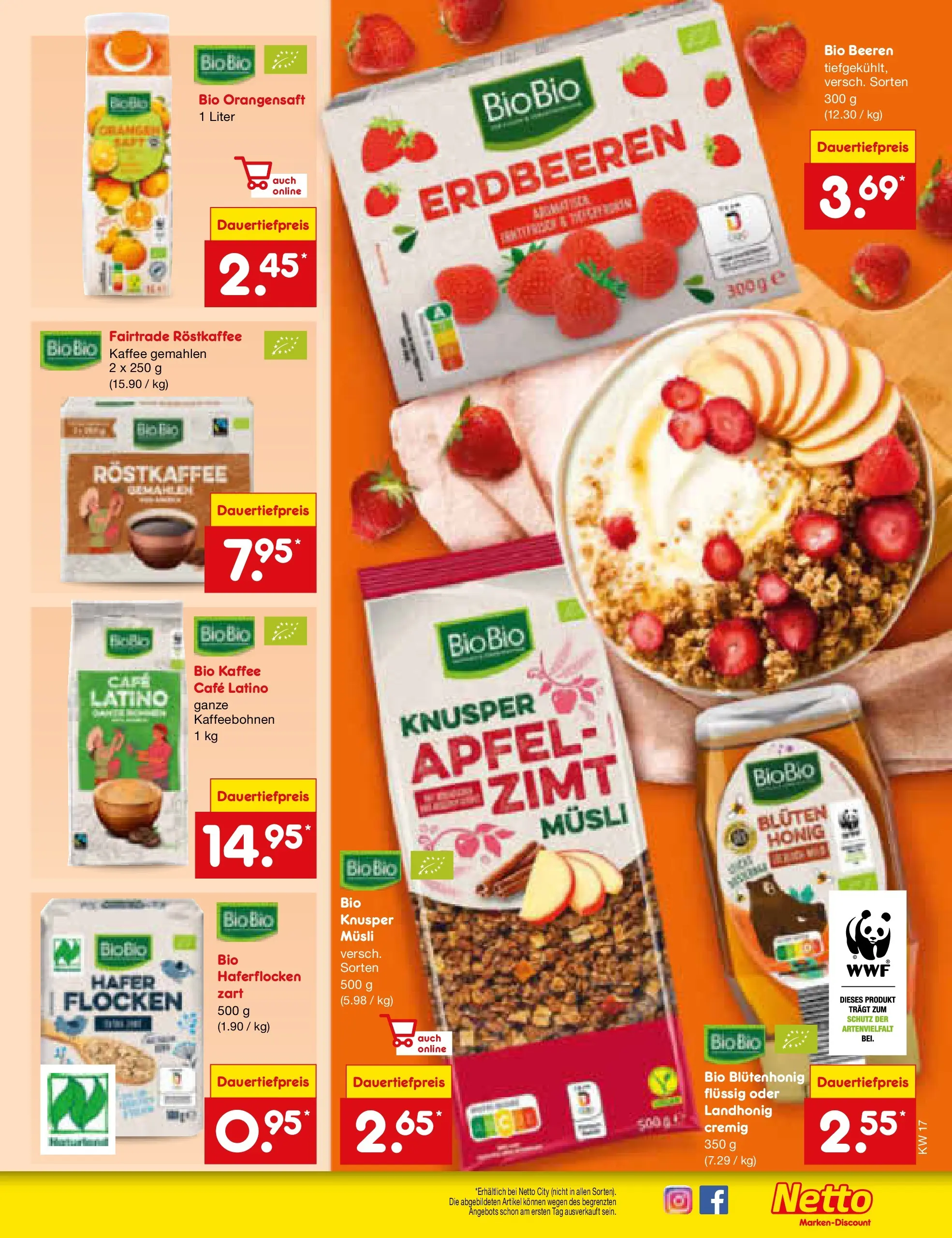 Netto Marken-Discount Prospekt Nordhausen	 (ab 19.04.2026) » Angebote | Seite: 25 | Produkte: Kaffee, Orangensaft, Erdbeeren, Flocken
