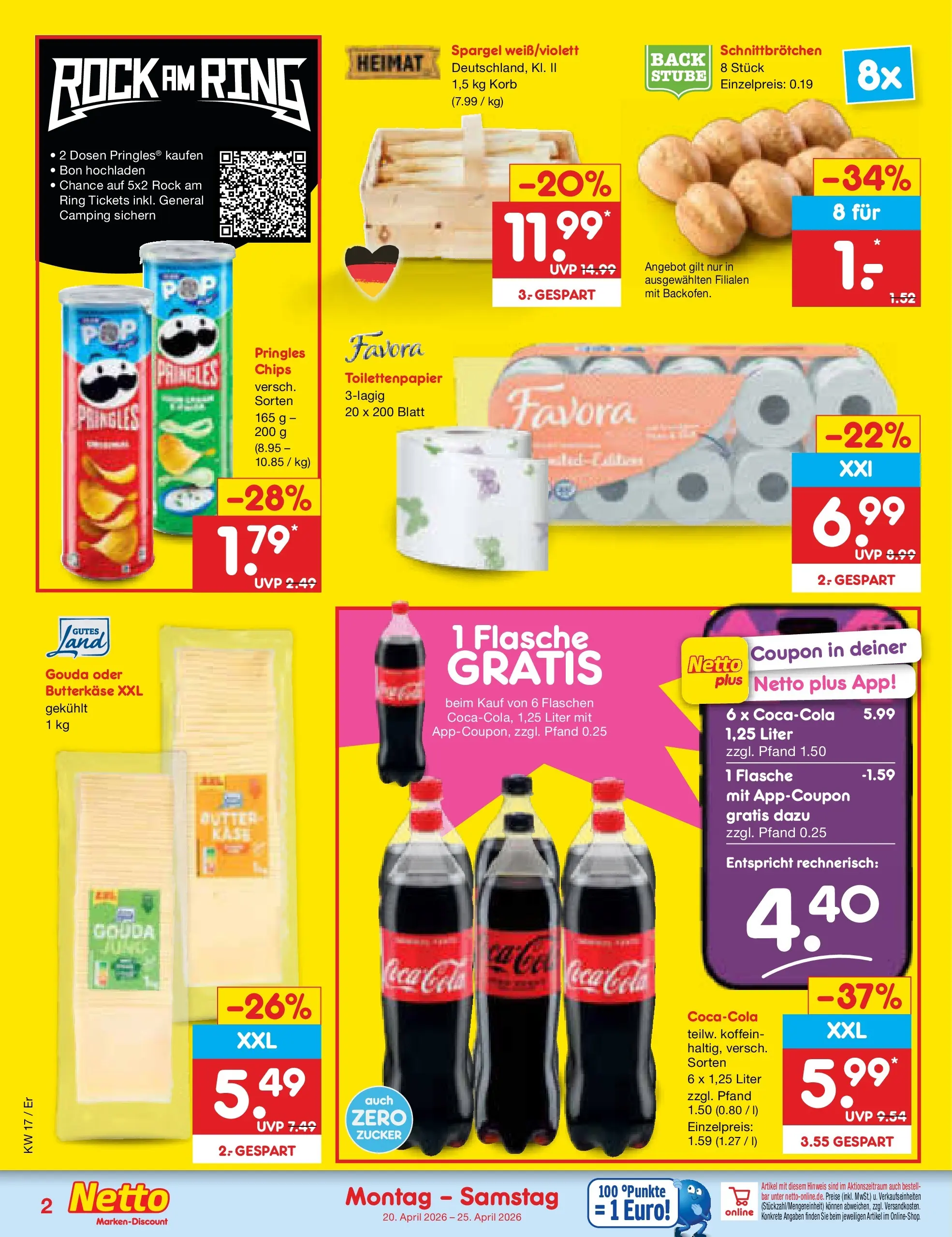 Netto Marken-Discount Prospekt Nordhausen	 (ab 19.04.2026) » Angebote | Seite: 2 | Produkte: Coca cola, Cola, Korb, Zucker
