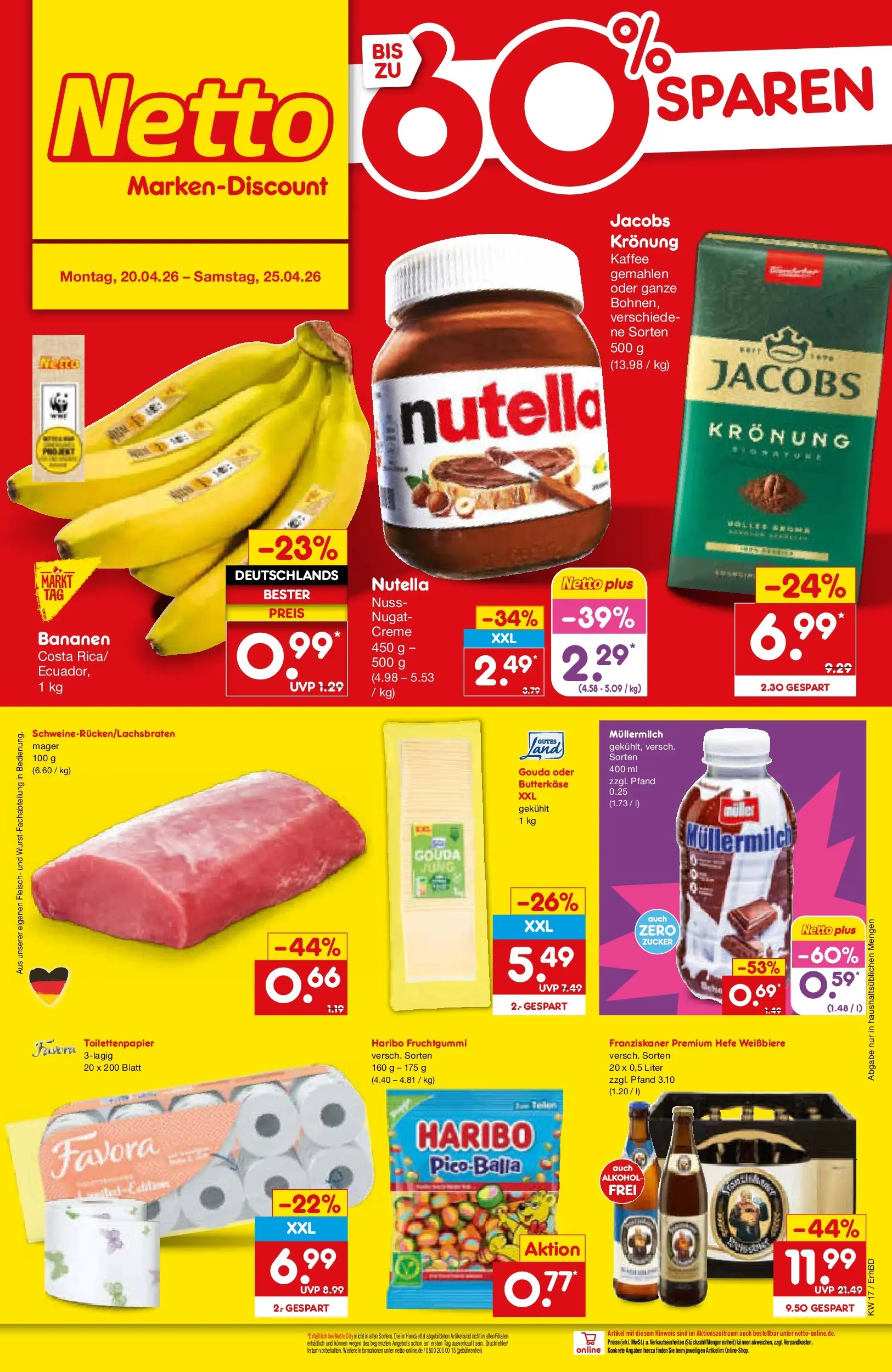 Netto Marken-Discount Prospekt Ergolding	 (ab 20.04.2026) » Angebote | Seite: 28 | Produkte: Gouda, Nutella, Zucker, Fleisch