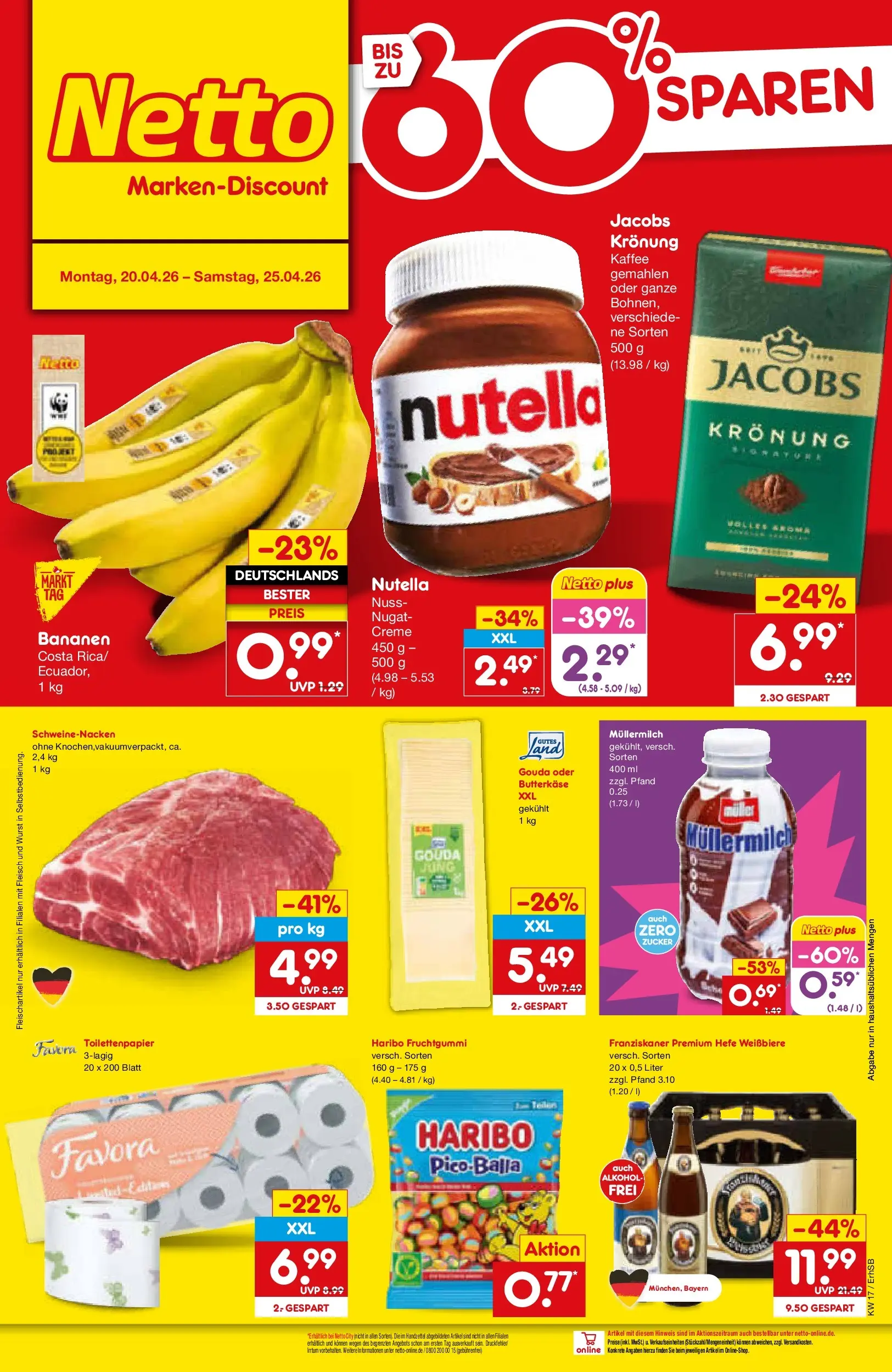 Netto Marken-Discount Prospekt Metten	 (ab 20.04.2026) » Angebote | Seite: 28 | Produkte: Gouda, Creme, Nutella, Wurst