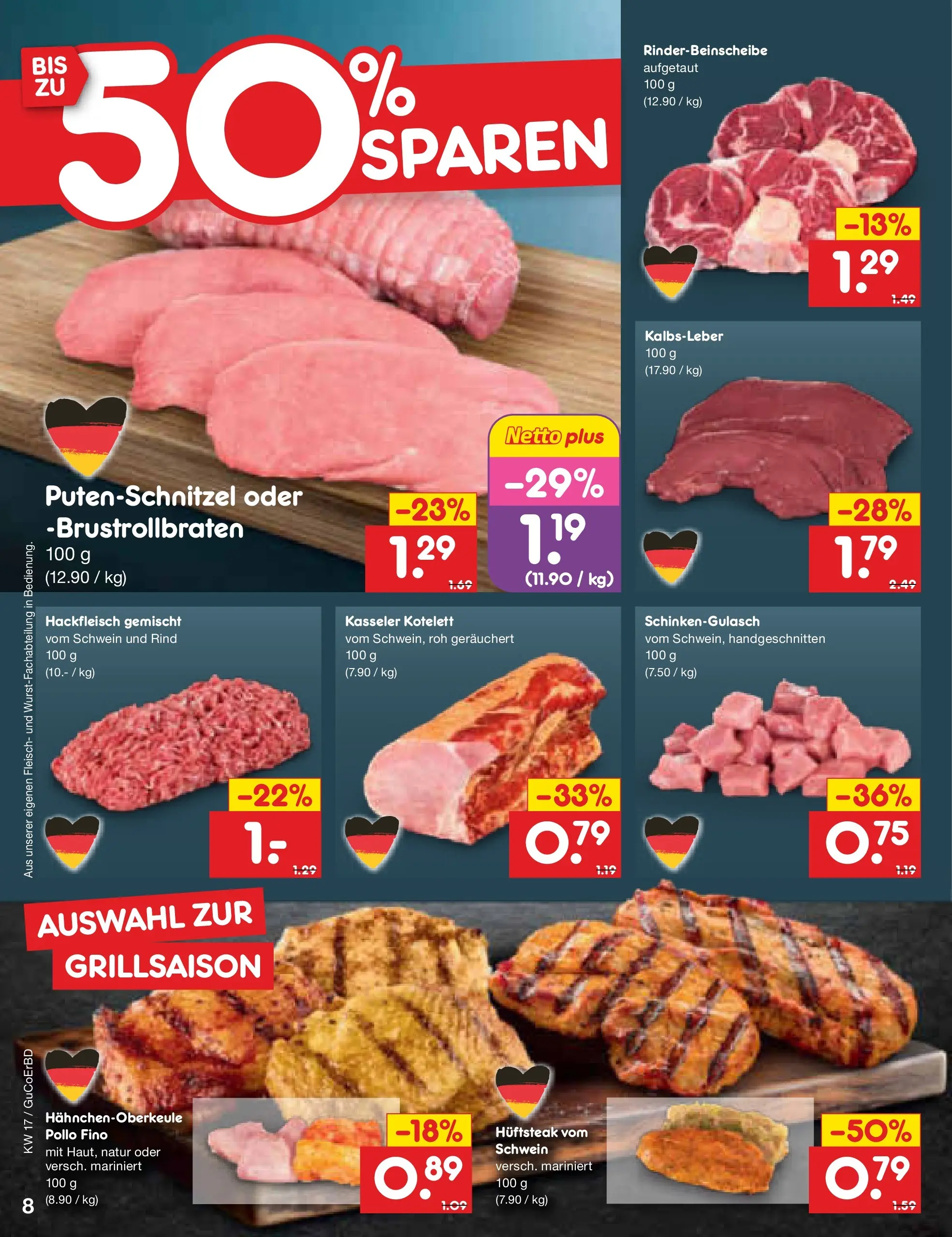 Netto Marken-Discount Prospekt Delitzsch	 (ab 20.04.2026) » Angebote | Seite: 10 | Produkte: Kalbsleber, Putenschnitzel, Fleisch, Hackfleisch