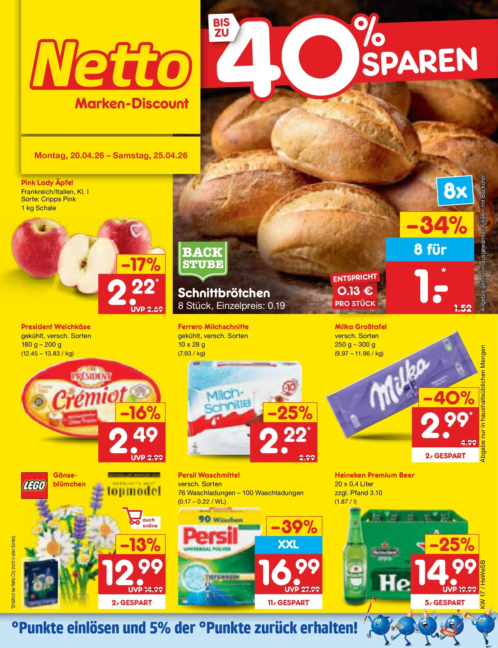 Netto Marken-Discount Prospekt Hamburg	 (ab 20.04.2026) » Angebote | Seite: 1 | Produkte: Milch, Milka, Waschmittel, Ferrero milchschnitte