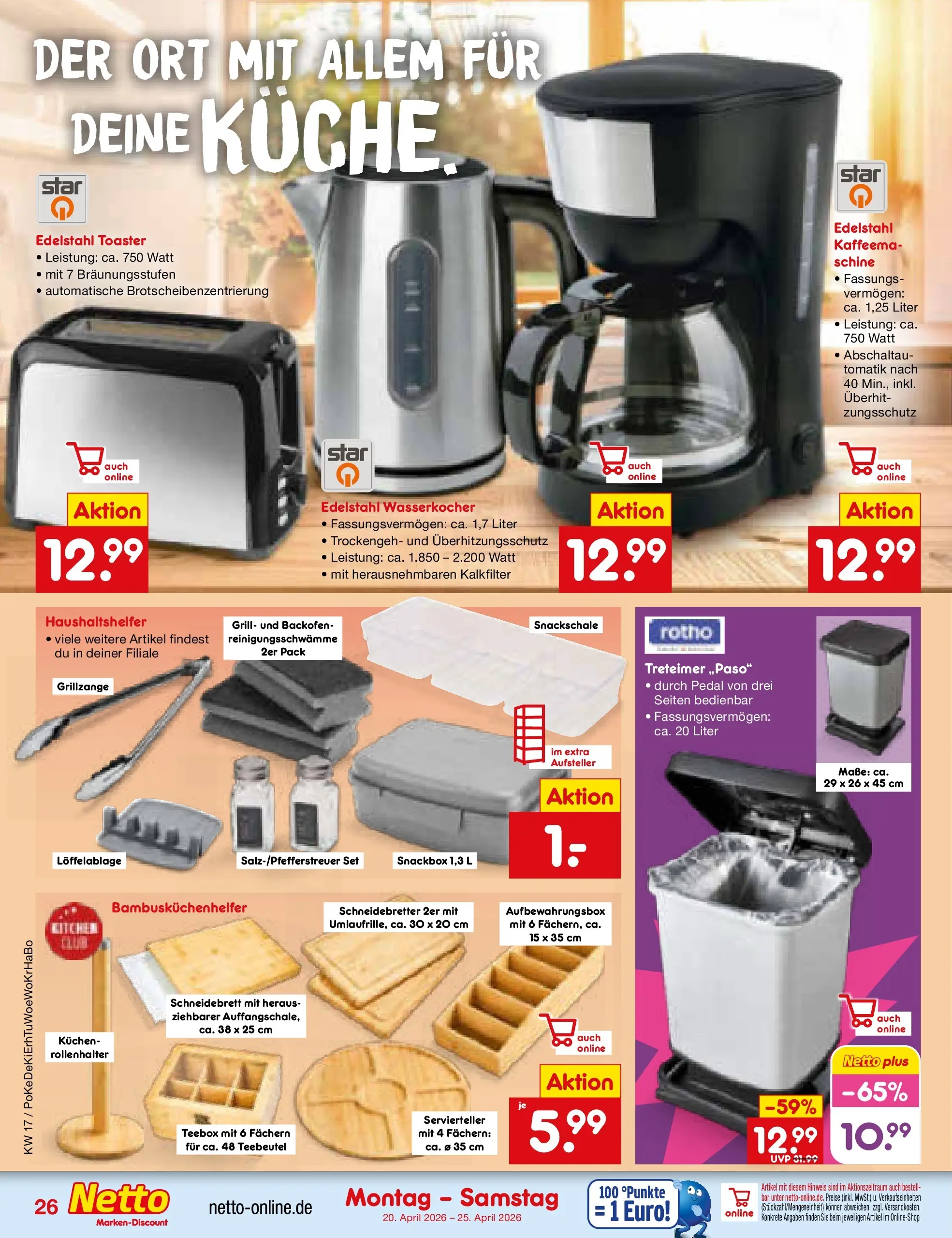 Netto Marken-Discount Prospekt Waiblingen-Bittenfeld	 (ab 19.04.2026) » Angebote | Seite: 36 | Produkte: Grill, Wasserkocher, Toaster, Backofen