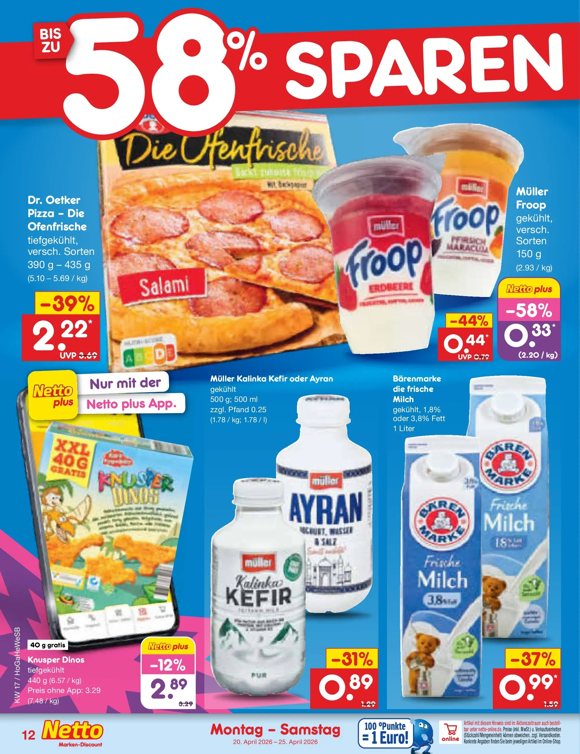 Netto Marken-Discount Prospekt Hamburg	 (ab 20.04.2026) » Angebote | Seite: 14 | Produkte: Froop, Kefir, Ofenfrische, Salami