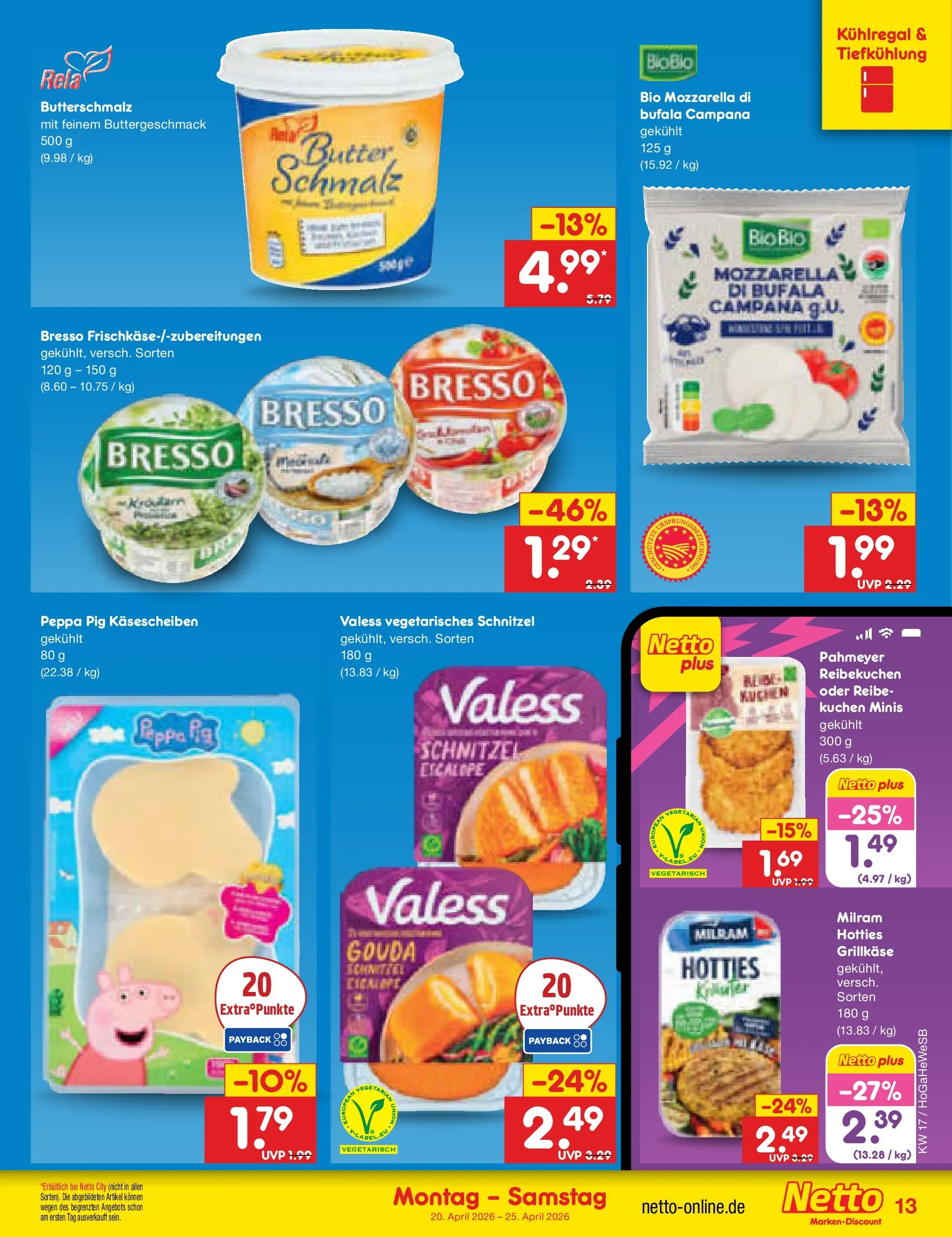 Netto Marken-Discount Prospekt Hamburg	 (ab 20.04.2026) » Angebote | Seite: 15 | Produkte: Butterschmalz, Gouda, Bresso, Milram