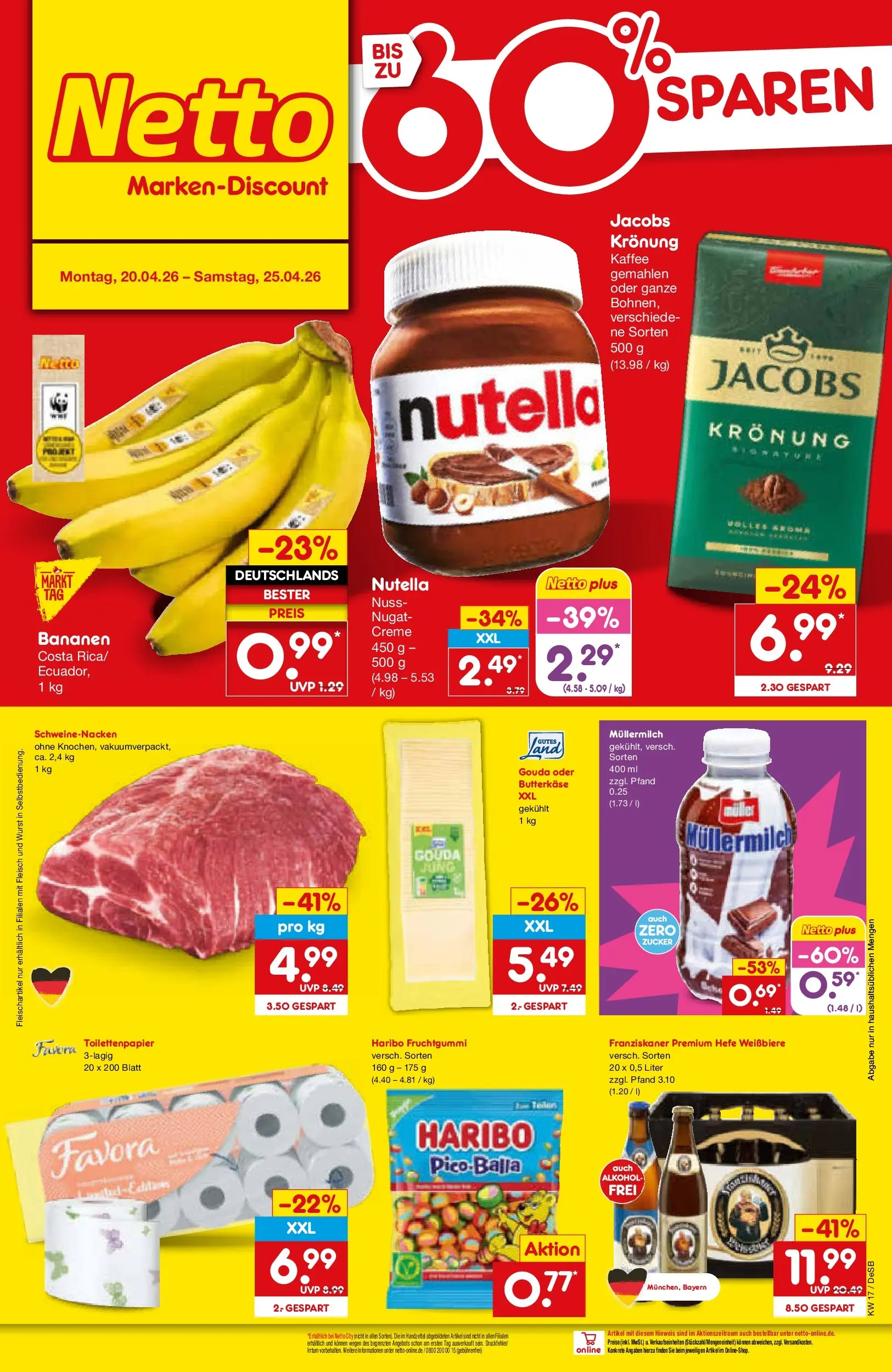 Netto Marken-Discount Prospekt Waiblingen-Bittenfeld	 (ab 19.04.2026) » Angebote | Seite: 28 | Produkte: Franziskaner, Kaffee, Gouda, Creme