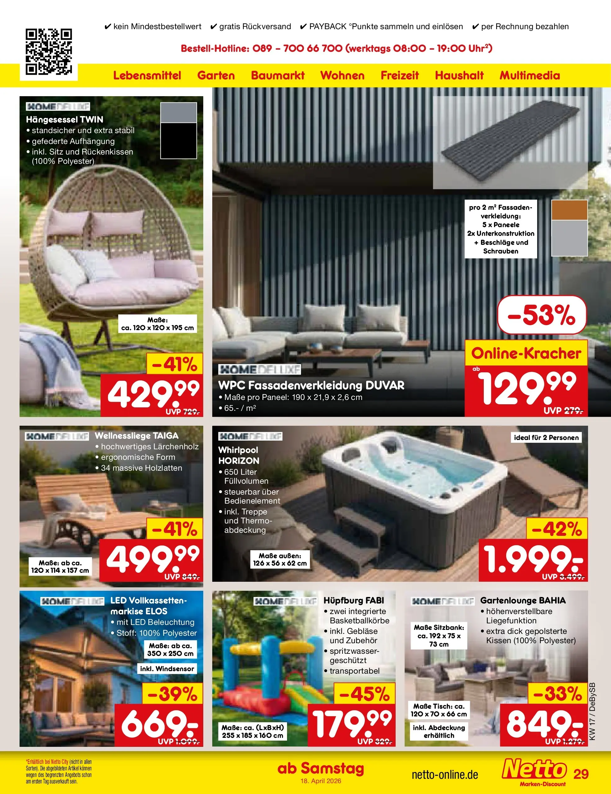 Netto Marken-Discount Prospekt Waiblingen-Bittenfeld	 (ab 19.04.2026) » Angebote | Seite: 43 | Produkte: Sitzbank, Kissen, Tisch