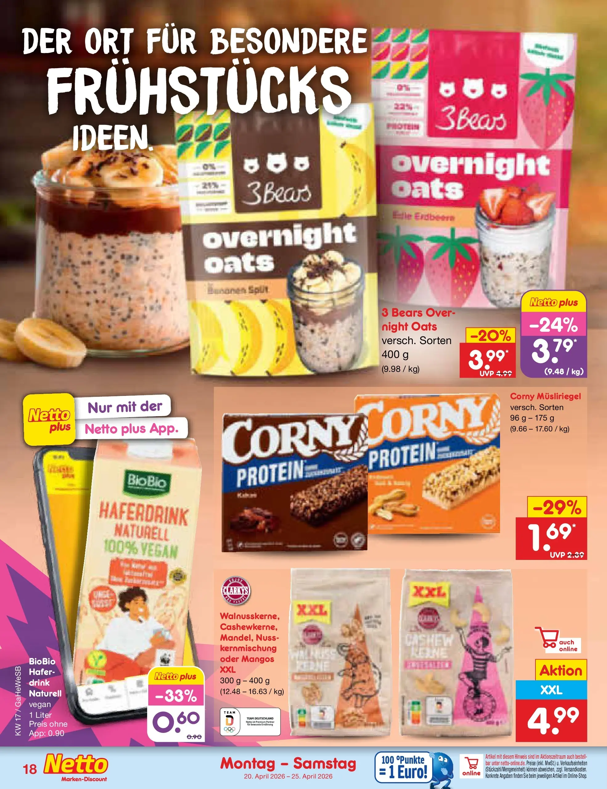 Netto Marken-Discount Prospekt Hamburg	 (ab 20.04.2026) » Angebote | Seite: 20 | Produkte: Bananen, Haferdrink