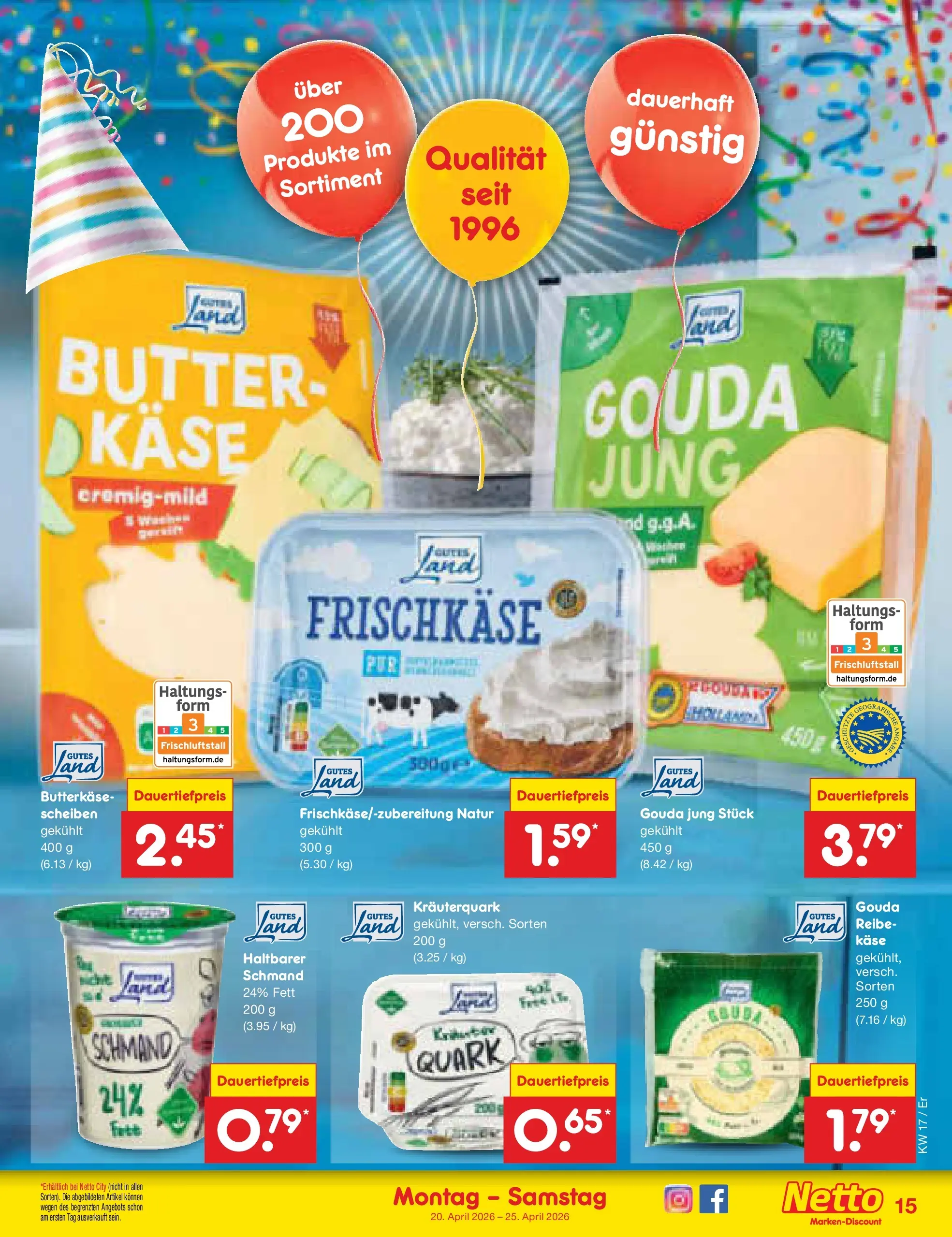 Netto Marken-Discount Prospekt Nordhausen	 (ab 19.04.2026) » Angebote | Seite: 17 | Produkte: Quark, Käse, Gouda, Frischkase