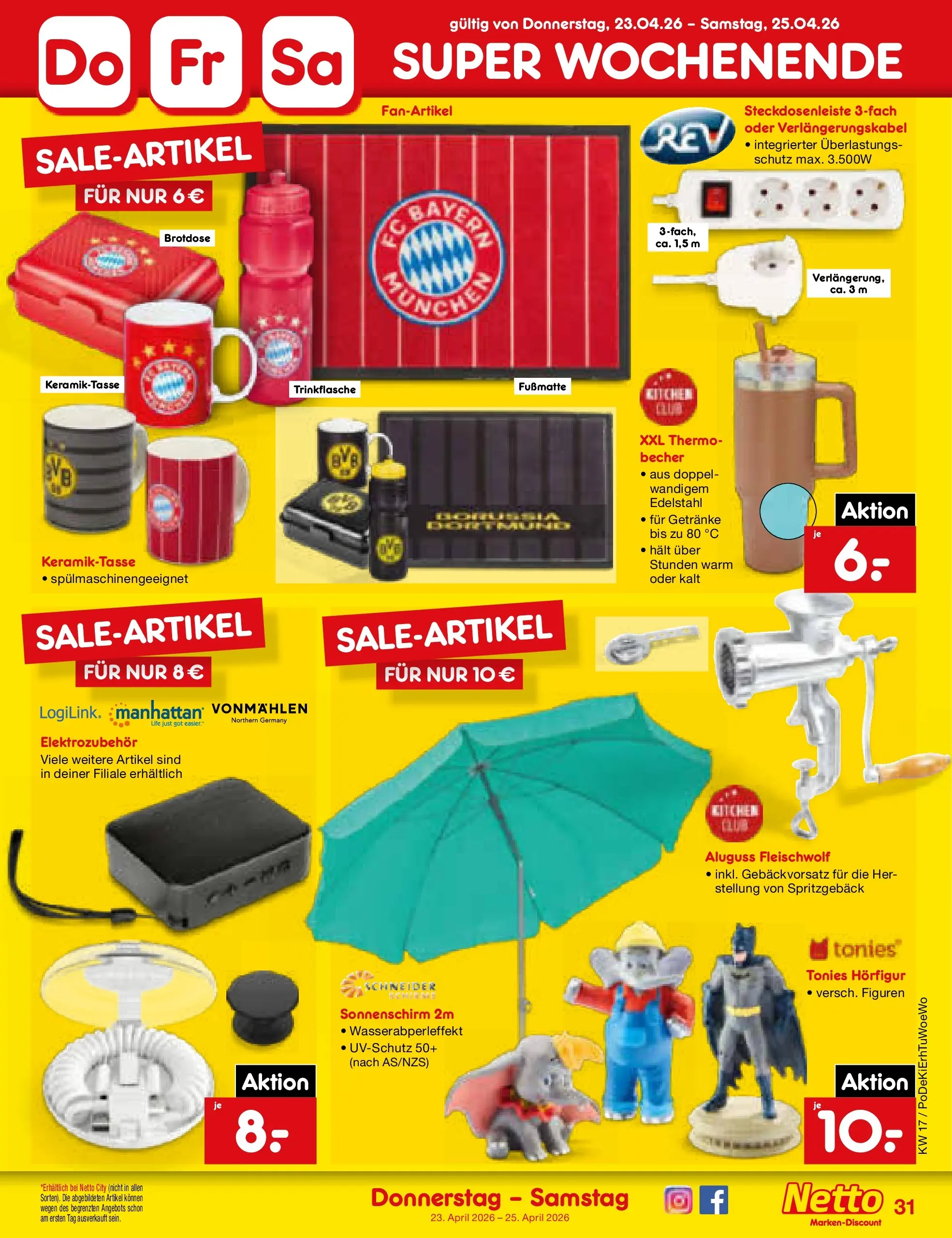Netto Marken-Discount Prospekt Waiblingen-Bittenfeld	 (ab 19.04.2026) » Angebote | Seite: 47 | Produkte: Fußmatte, Sonnenschirm