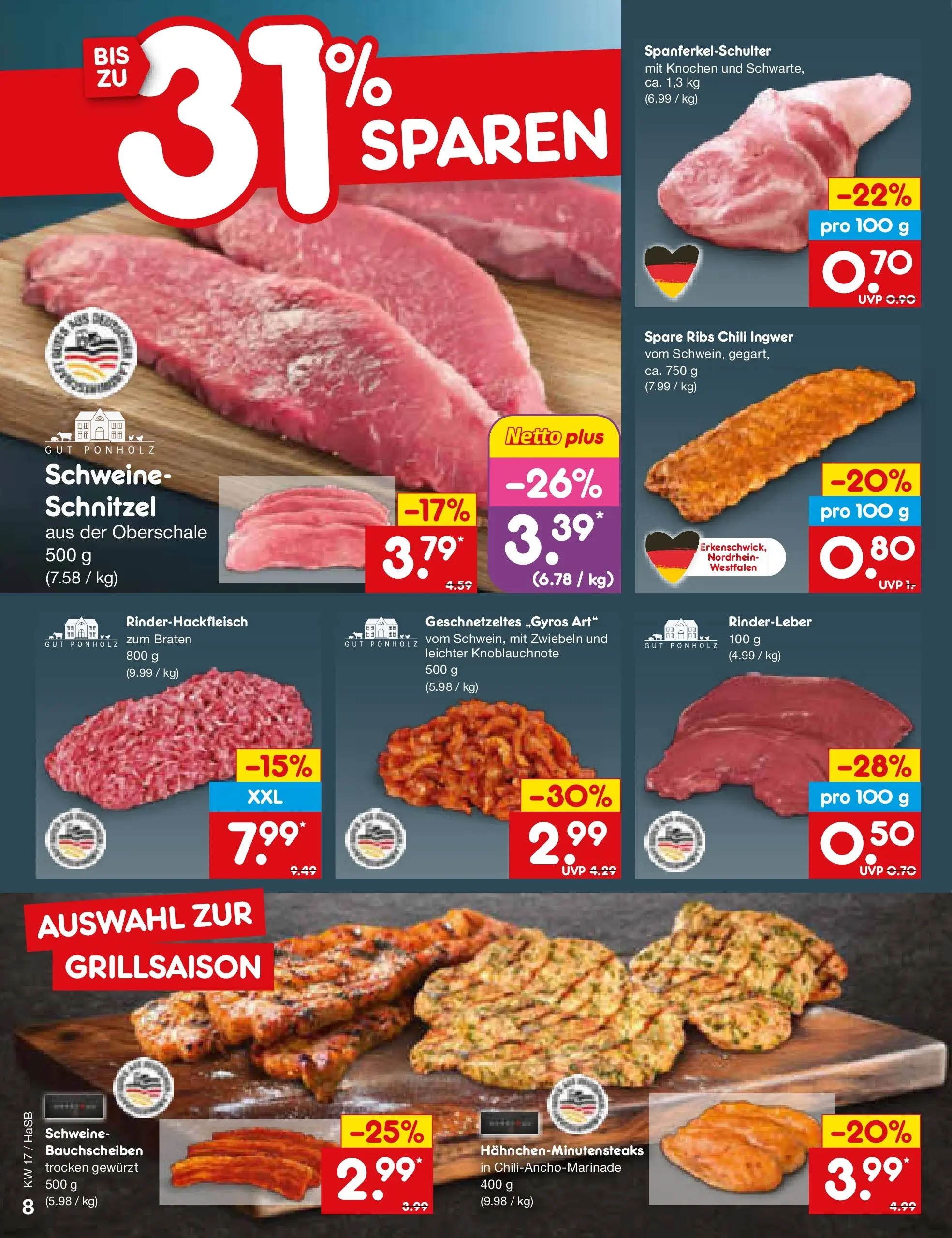 Netto Marken-Discount Prospekt Wuppertal	 (ab 20.04.2026) » Angebote | Seite: 10 | Produkte: Spare ribs, Schnitzel, Zwiebeln, Chili