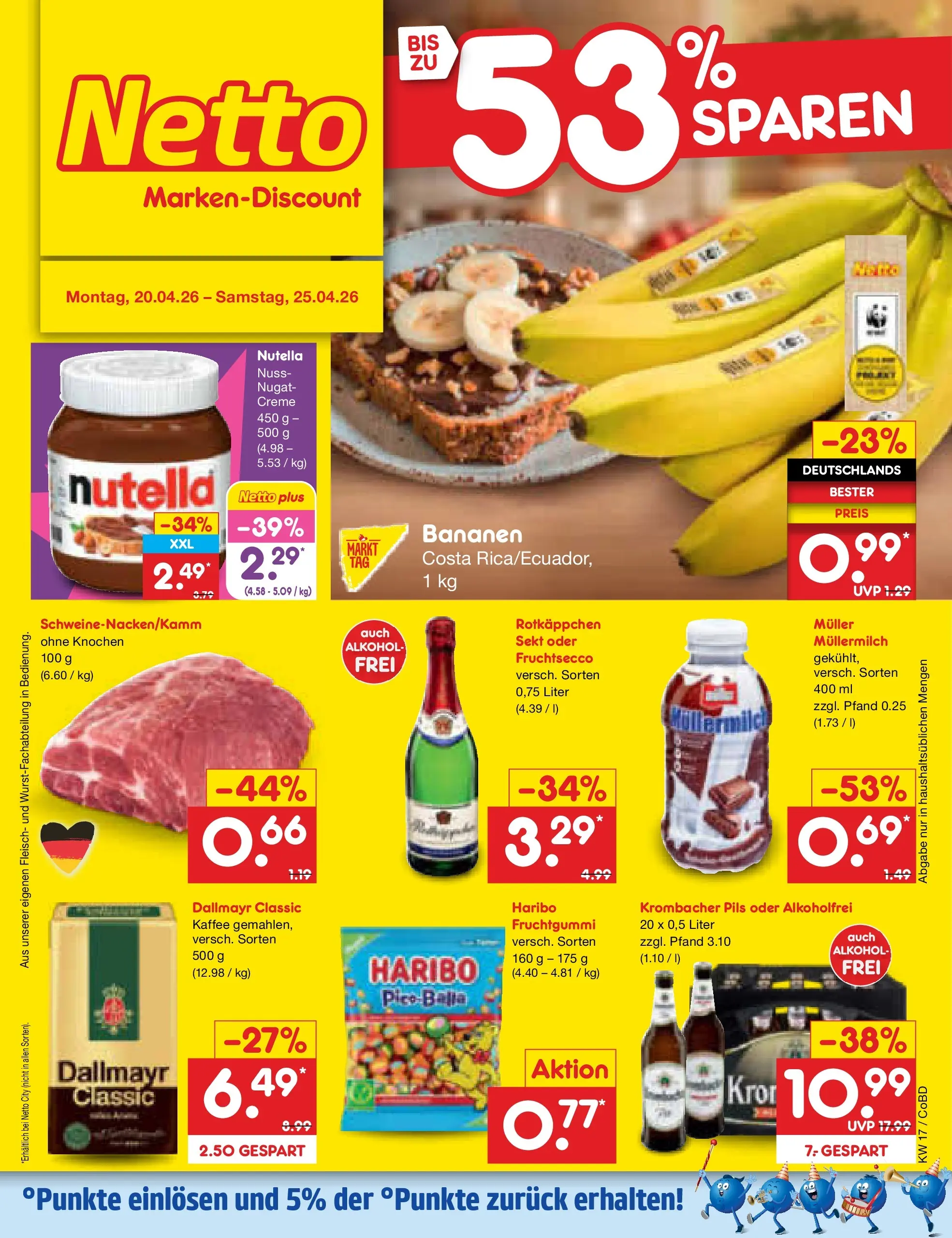Netto Marken-Discount Prospekt Delitzsch	 (ab 20.04.2026) » Angebote | Seite: 1 | Produkte: Haribo, Pils, Krombacher, Müllermilch