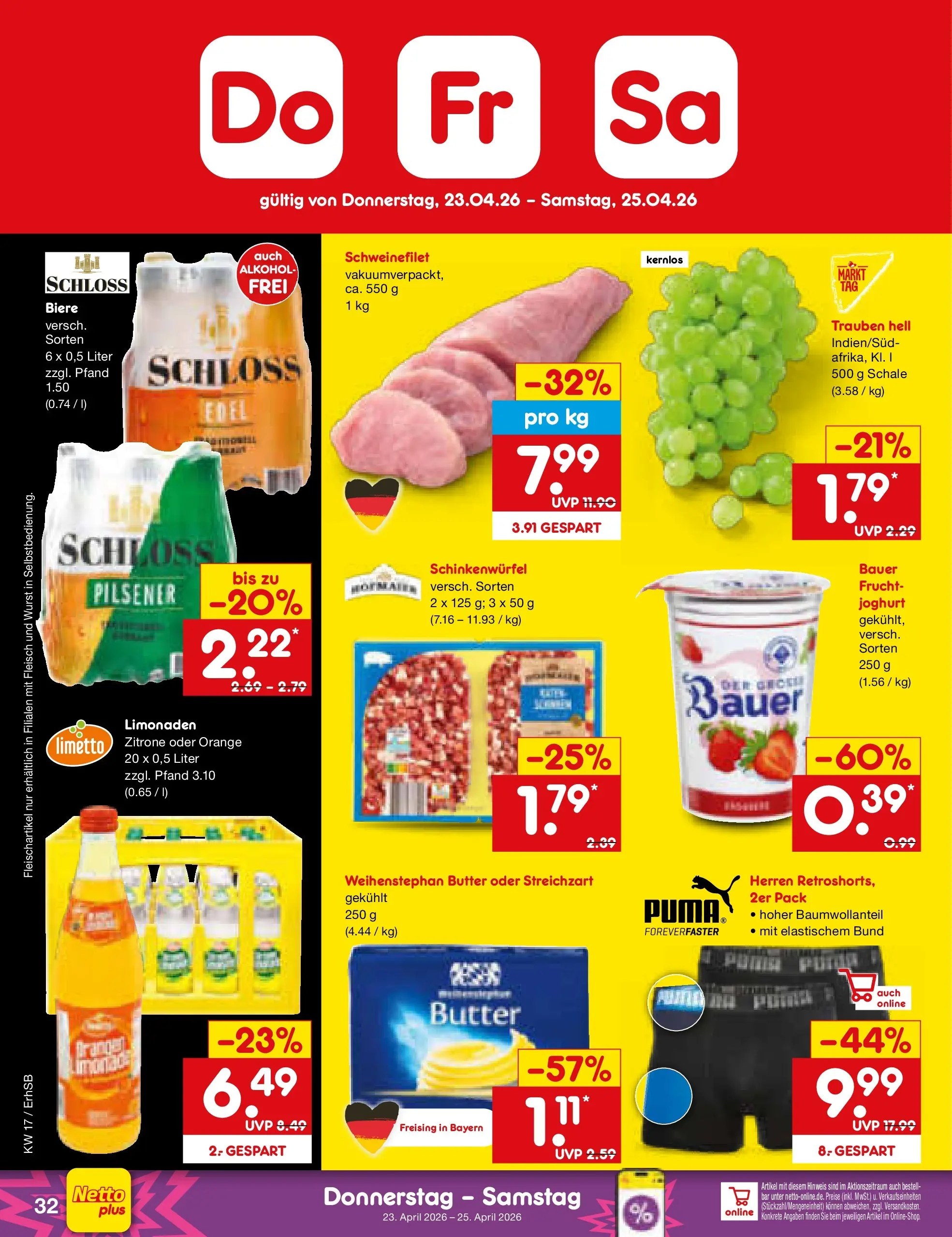 Netto Marken-Discount Prospekt Metten	 (ab 20.04.2026) » Angebote | Seite: 47 | Produkte: Butter, Joghurt, Weihenstephan butter, Schweinefilet