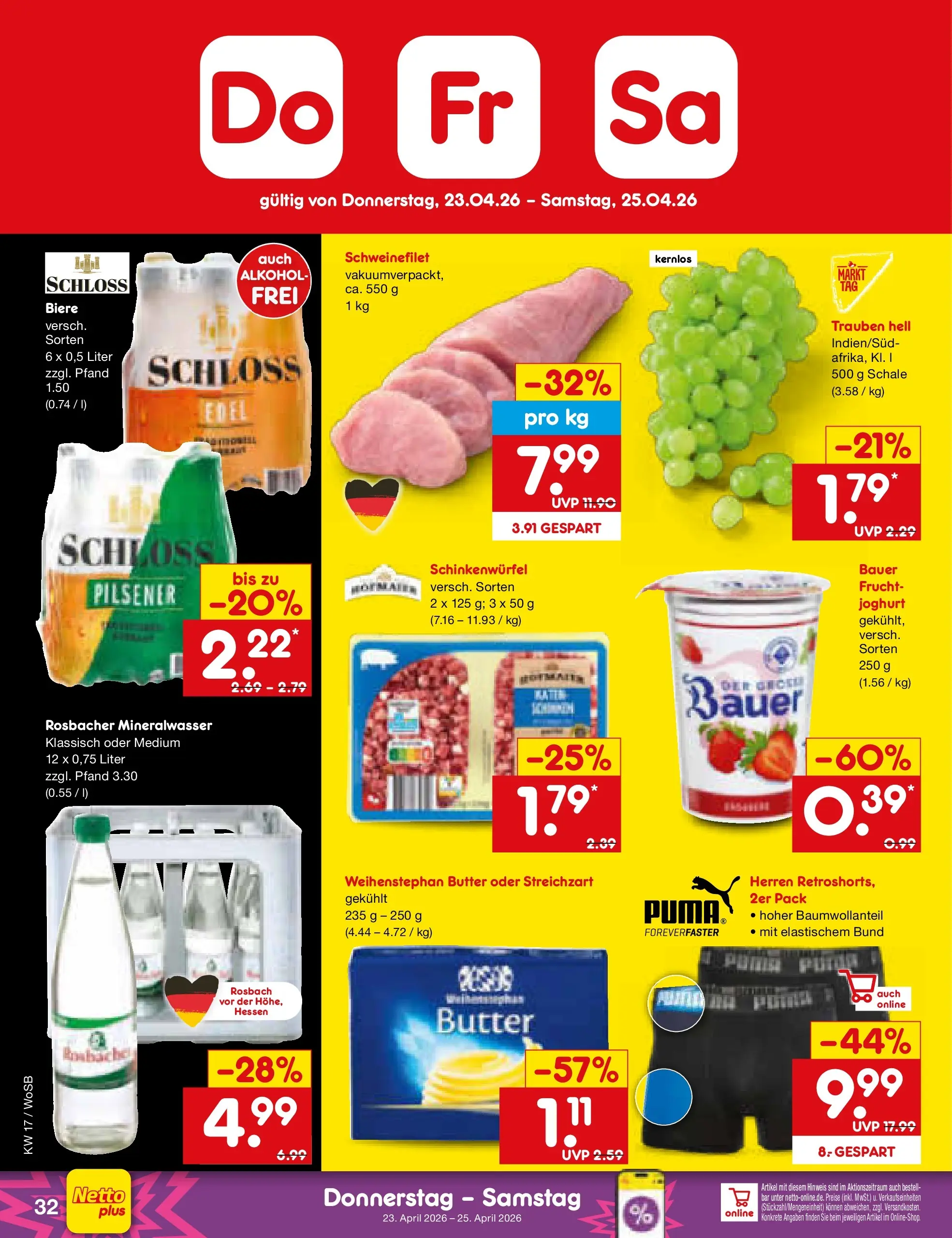 Netto Marken-Discount Prospekt Mannheim	 (ab 20.04.2026) » Angebote | Seite: 47 | Produkte: Butter, Joghurt, Mineralwasser, Weihenstephan butter