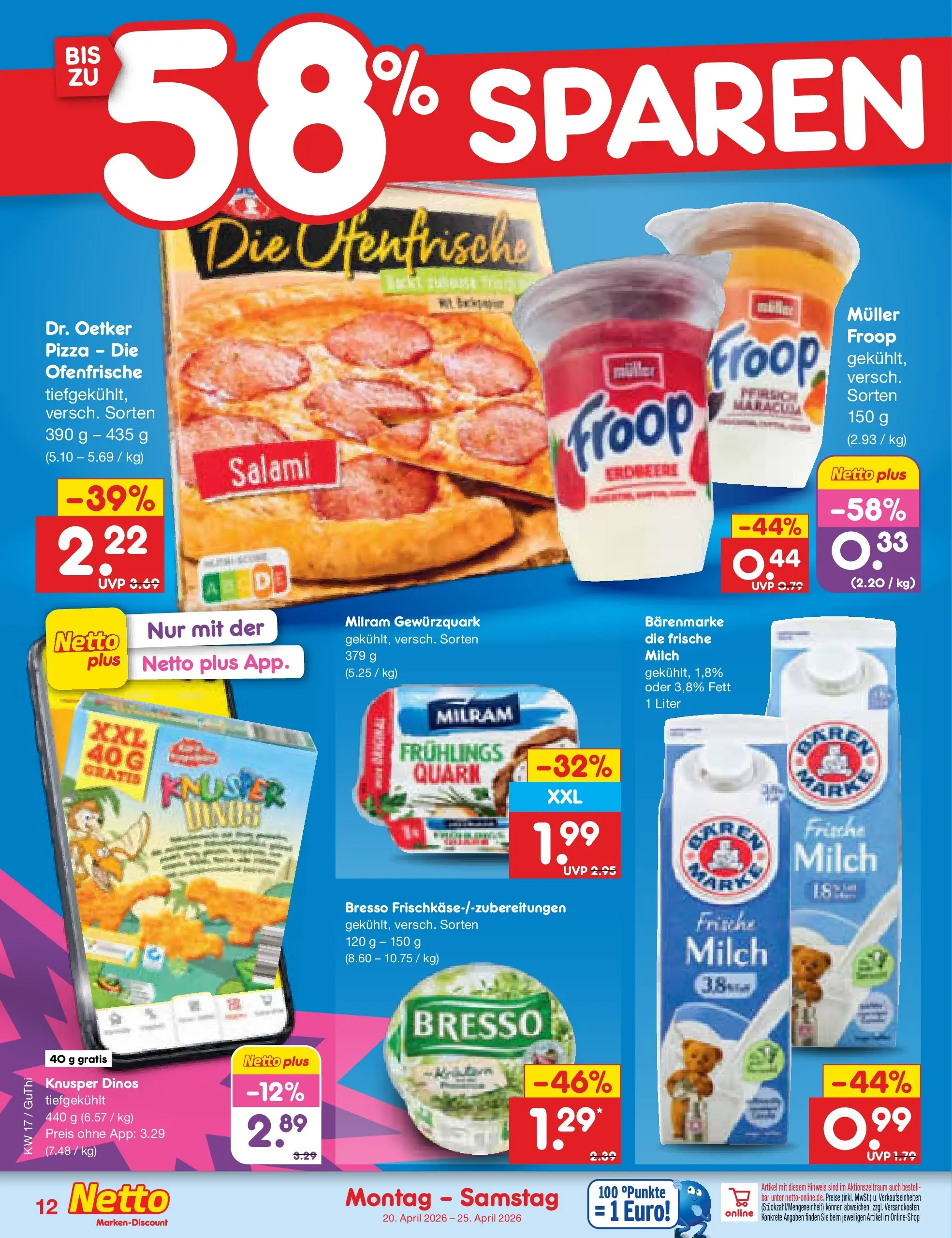 Netto Marken-Discount Prospekt Machern	 (ab 19.04.2026) » Angebote | Seite: 14 | Produkte: Quark, Ofenfrische, Bresso, Milram