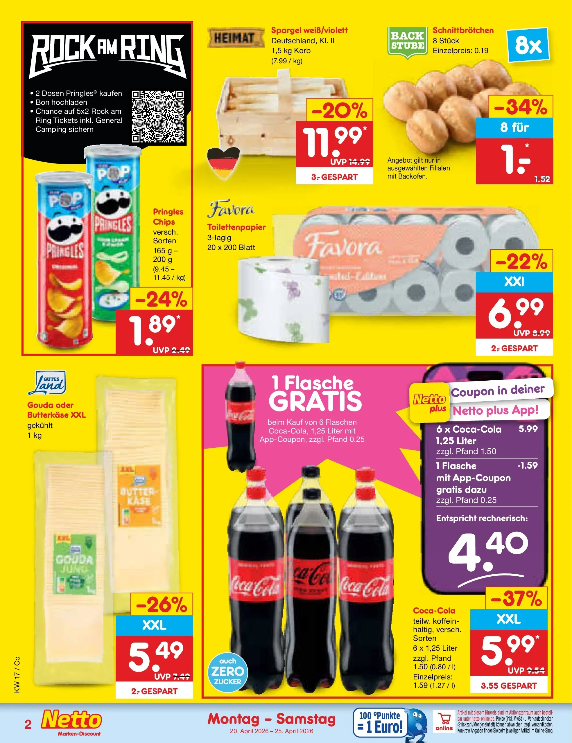 Netto Marken-Discount Prospekt Bitterfeld-Wolfen	 (ab 19.04.2026) » Angebote | Seite: 2 | Produkte: Spargel, Zucker, Rock, Toilettenpapier