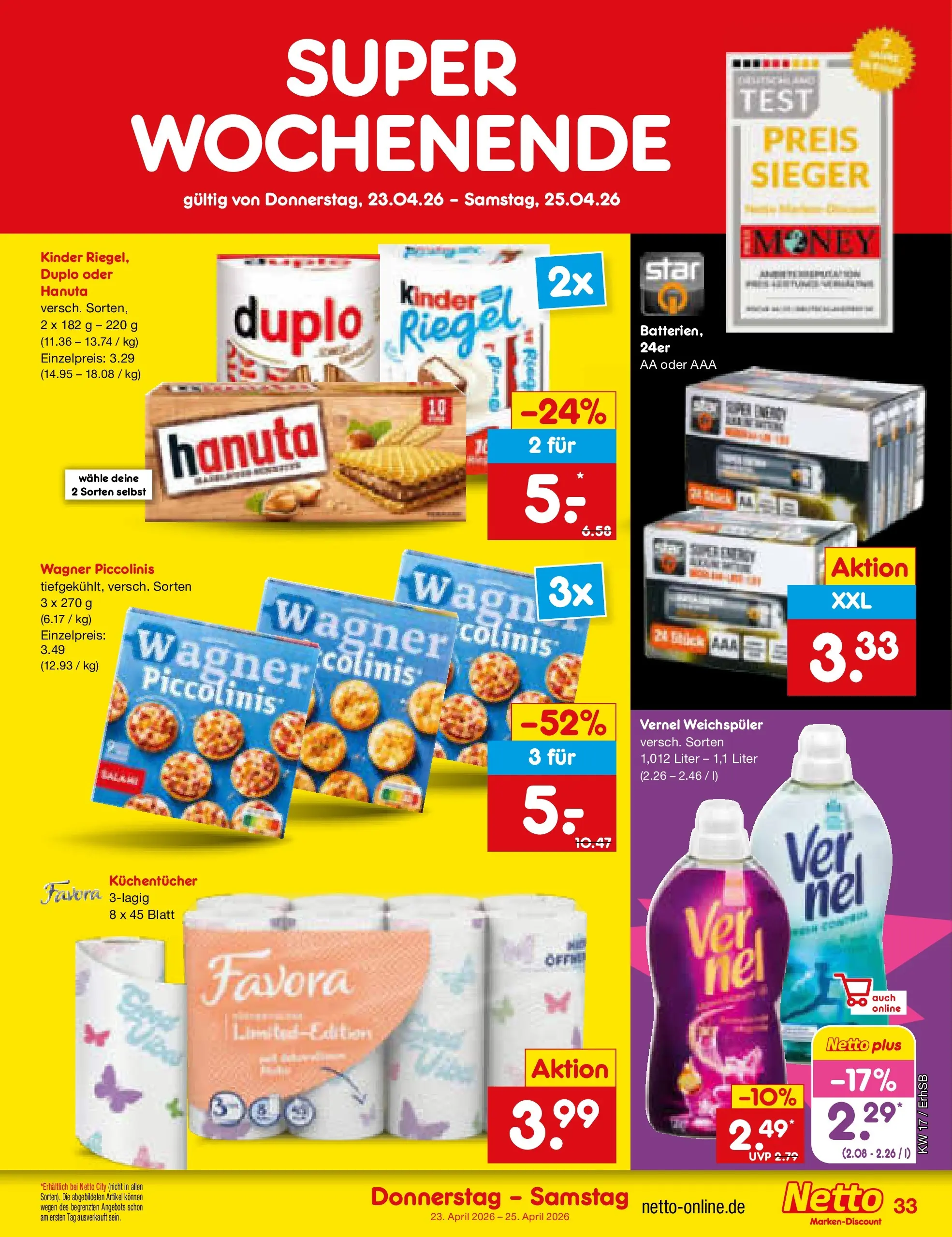 Netto Marken-Discount Prospekt Metten	 (ab 20.04.2026) » Angebote | Seite: 48 | Produkte: Weichspüler, Piccolinis, Vernel