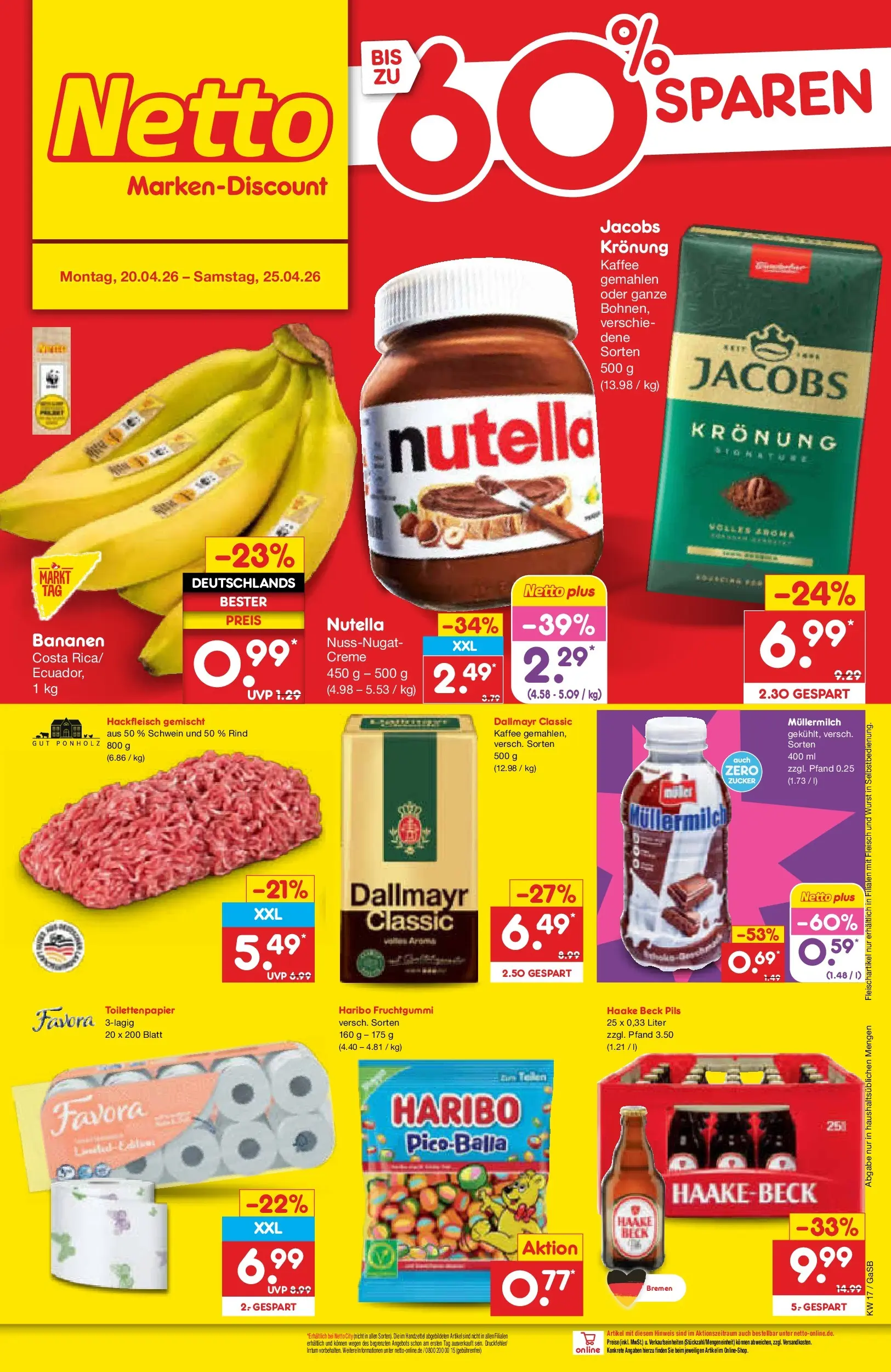 Netto Marken-Discount Prospekt Bremen-Lesum (ab 20.04.2026) » Angebote | Seite: 28 | Produkte: Kaffee, Creme, Zucker, Müllermilch Netto Marken-Discount Prospekt Bremen-Lesum (ab 20.04.2026) » Angebote | Seite: 28 | Produkte: Kaffee, Creme, Zucker, Müllermilch