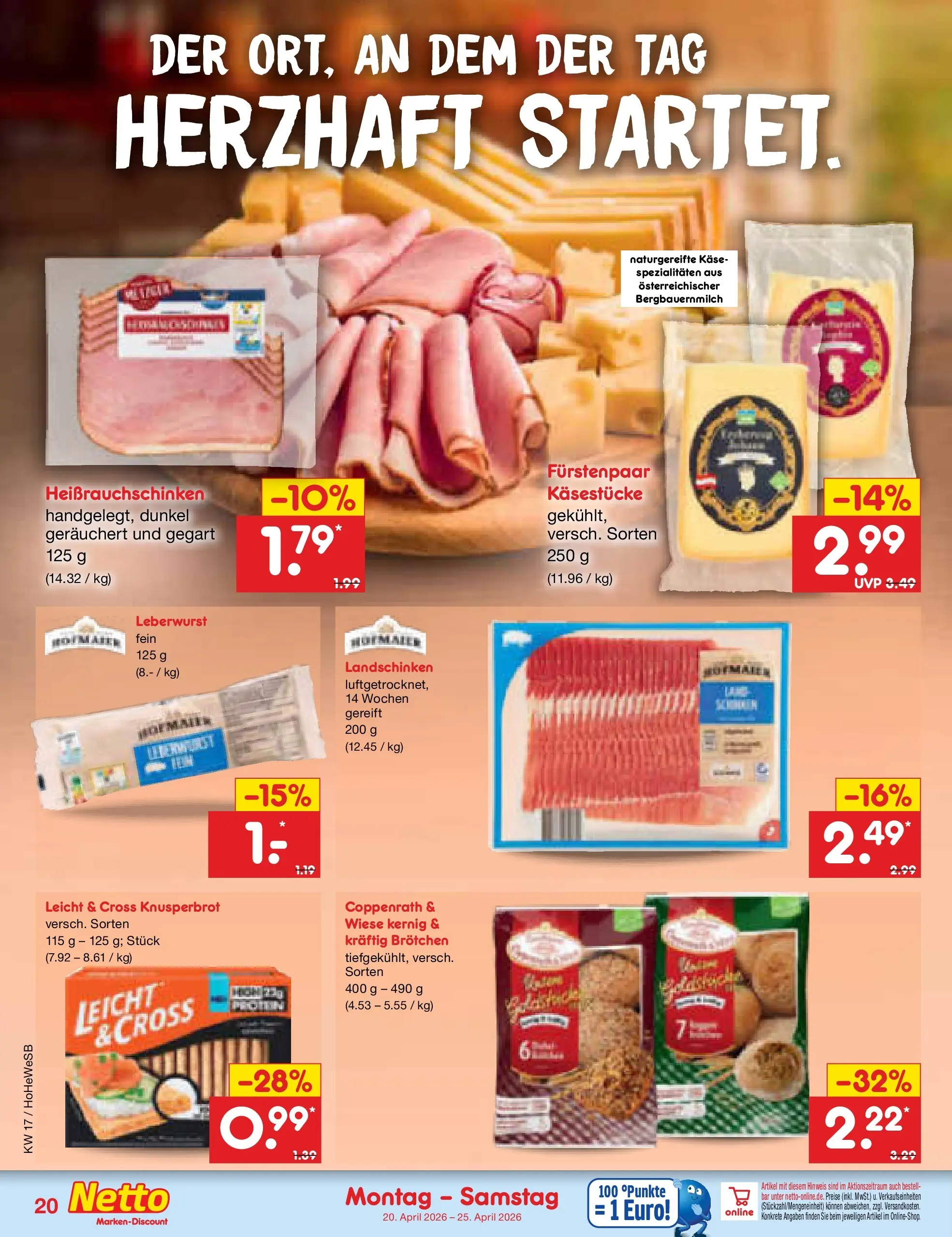 Netto Marken-Discount Prospekt Hamburg	 (ab 20.04.2026) » Angebote | Seite: 22 | Produkte: Käse