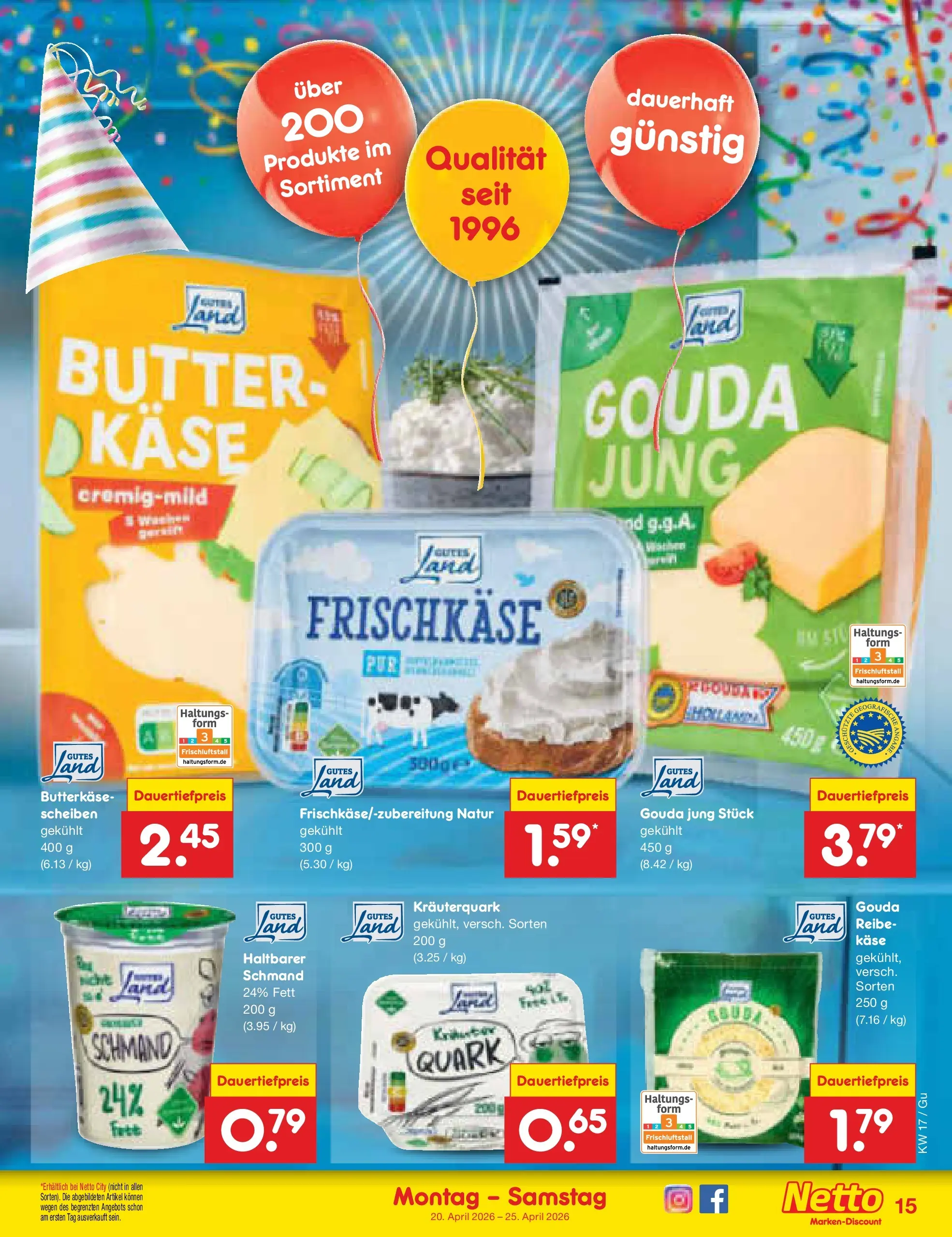 Netto Marken-Discount Prospekt Machern	 (ab 19.04.2026) » Angebote | Seite: 17 | Produkte: Quark, Käse, Gouda, Frischkase