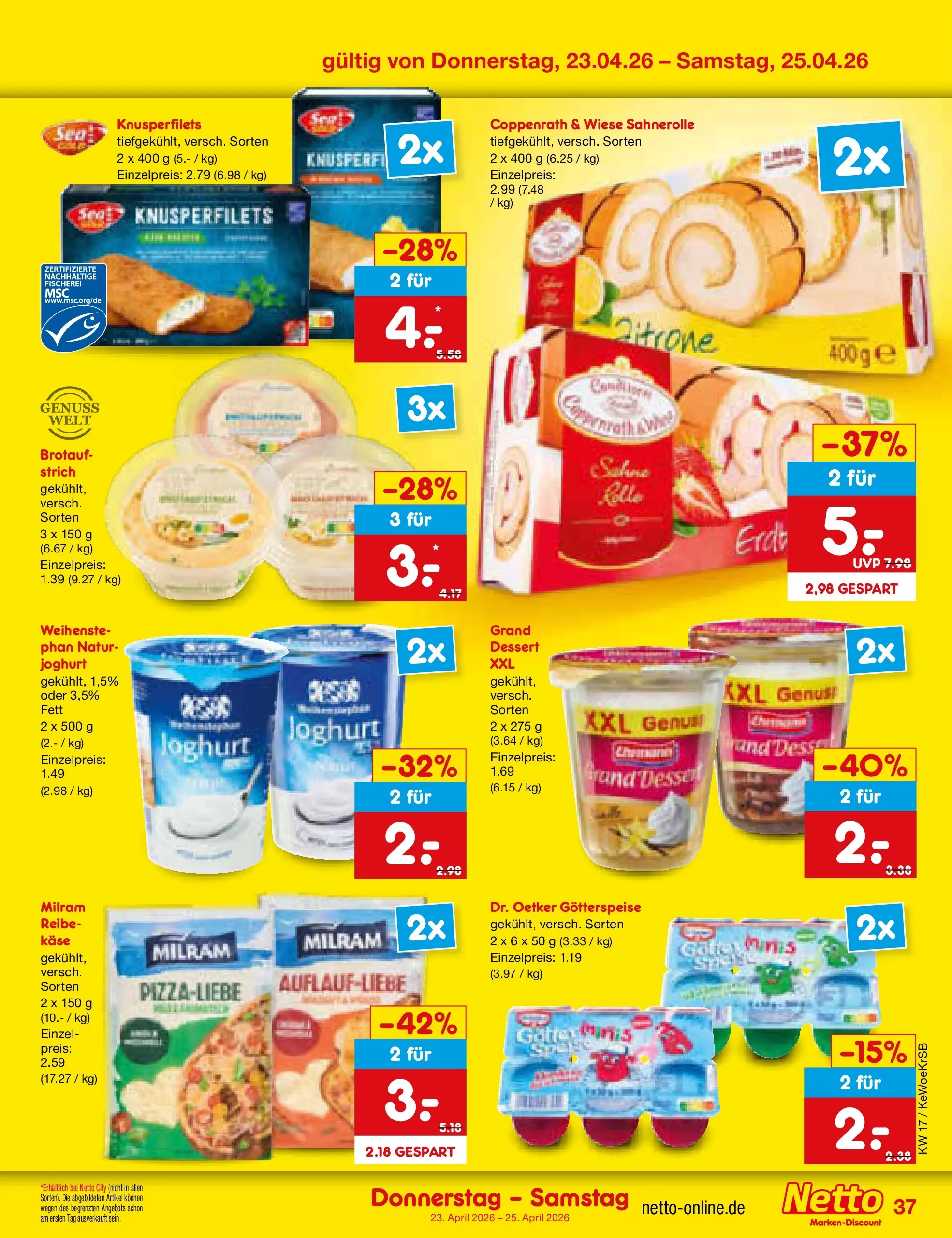 Netto Marken-Discount Prospekt Jüchen	 (ab 20.04.2026) » Angebote | Seite: 53 | Produkte: Käse, Joghurt, Milram, Zitrone