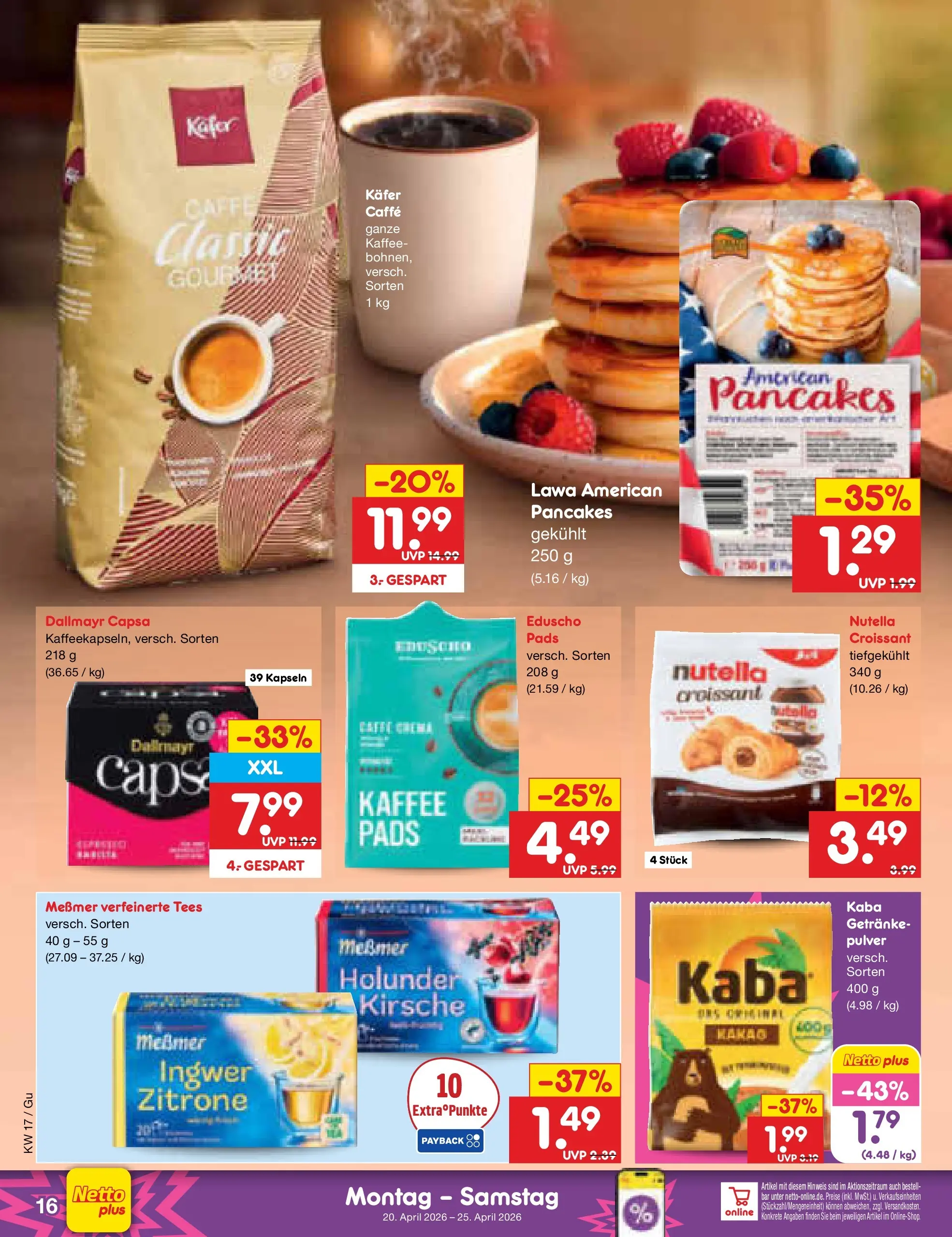 Netto Marken-Discount Prospekt Machern	 (ab 19.04.2026) » Angebote | Seite: 18 | Produkte: Messmer, Nutella, Dallmayr, Dallmayr capsa