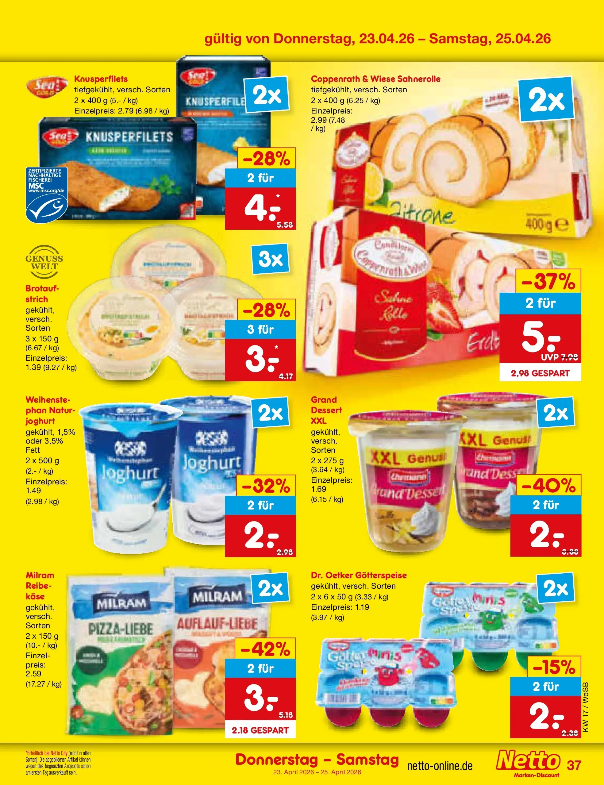 Netto Marken-Discount Prospekt Mannheim	 (ab 20.04.2026) » Angebote | Seite: 52 | Produkte: Käse, Joghurt, Milram