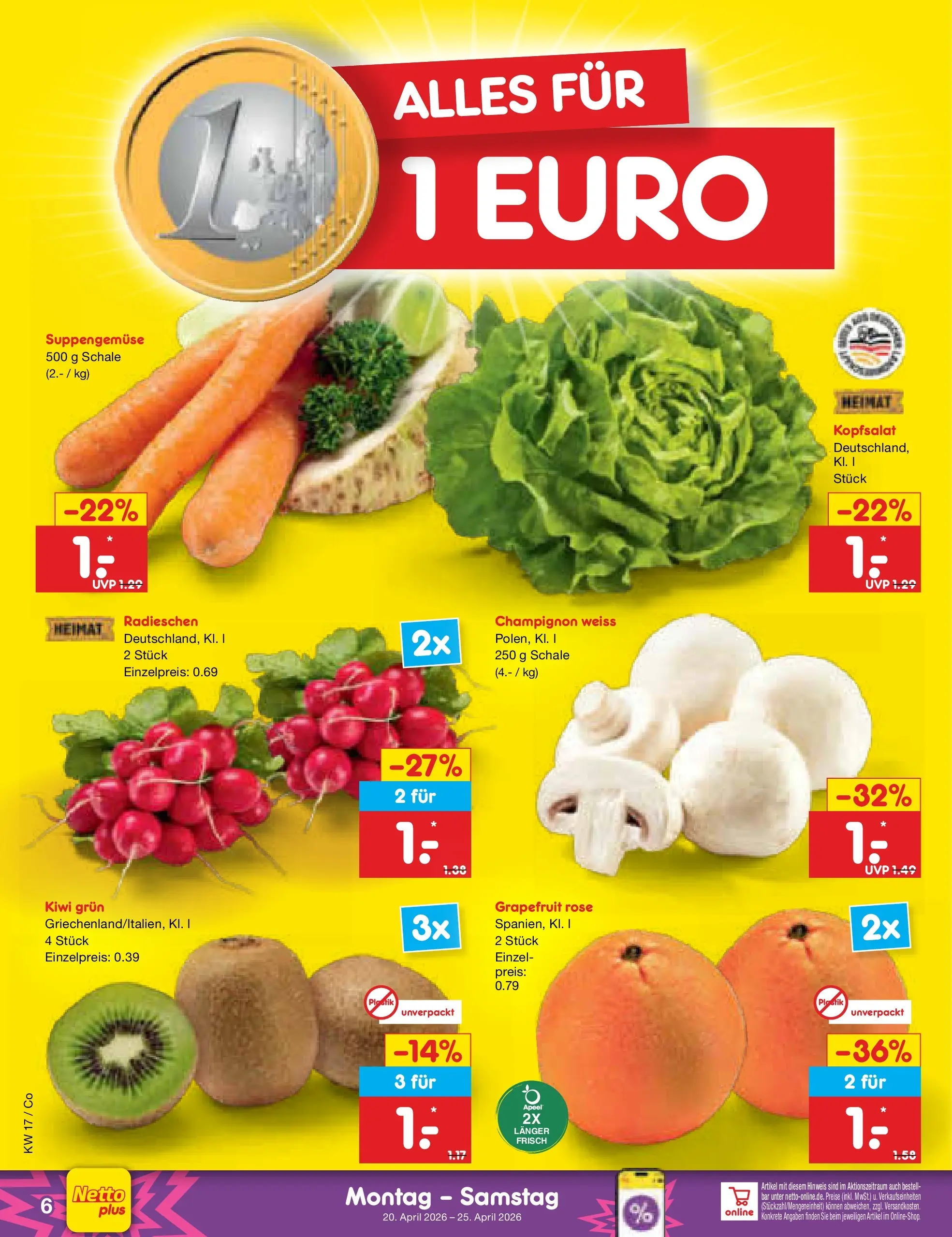 Netto Marken-Discount Prospekt Bitterfeld-Wolfen	 (ab 19.04.2026) » Angebote | Seite: 8 | Produkte: Grapefruit, Kiwi