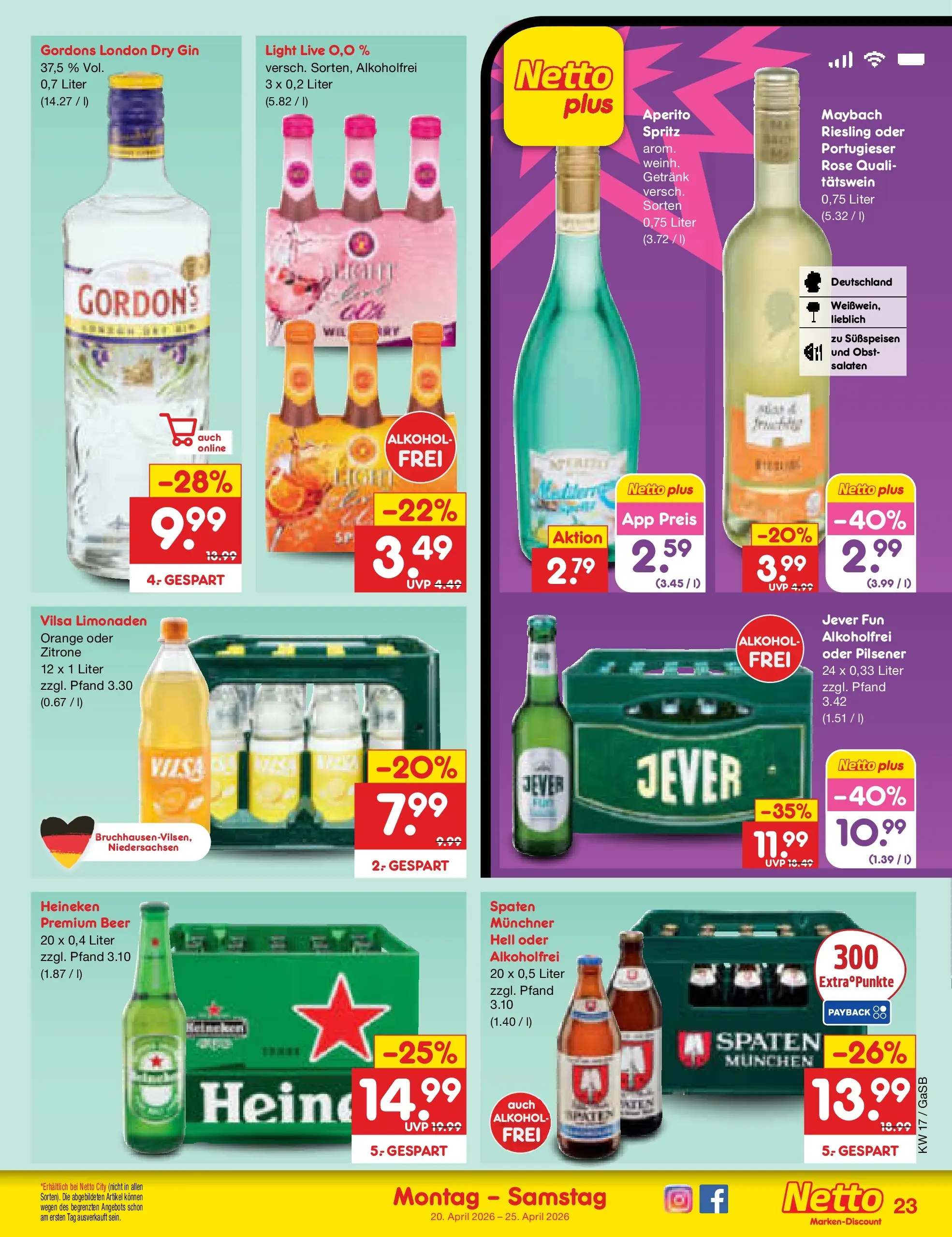 Netto Marken-Discount Prospekt Bremen-Lesum (ab 20.04.2026) » Angebote | Seite: 31 | Produkte: Heineken, Zitrone, Jever, Gin Netto Marken-Discount Prospekt Bremen-Lesum (ab 20.04.2026) » Angebote | Seite: 31 | Produkte: Heineken, Zitrone, Jever, Gin
