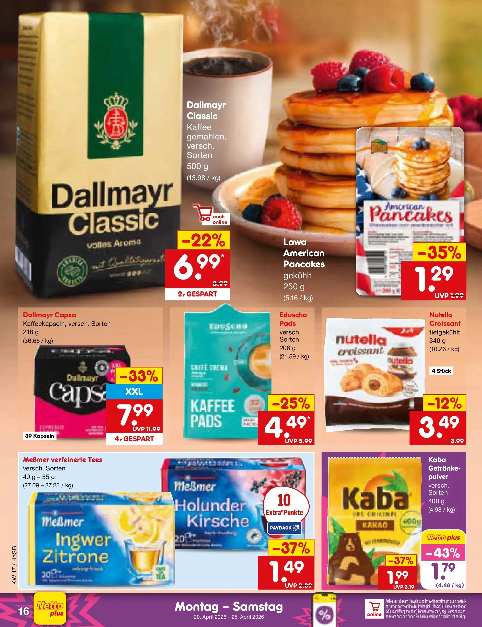 Netto Marken-Discount Prospekt Wuppertal	 (ab 20.04.2026) » Angebote | Seite: 18 | Produkte: Kaffee, Croissant, Dallmayr, Dallmayr capsa