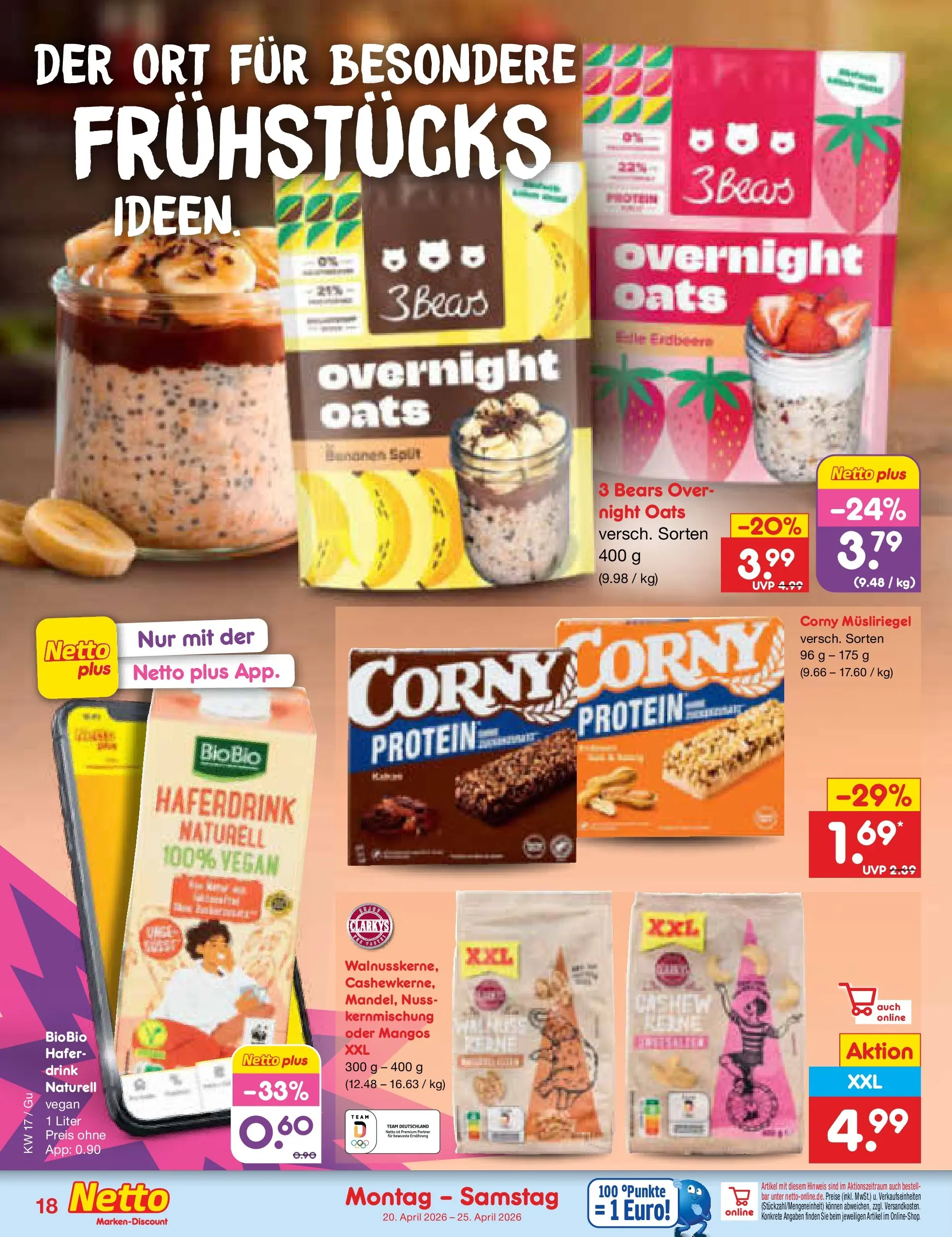 Netto Marken-Discount Prospekt Machern	 (ab 19.04.2026) » Angebote | Seite: 20 | Produkte: Bananen, Haferdrink