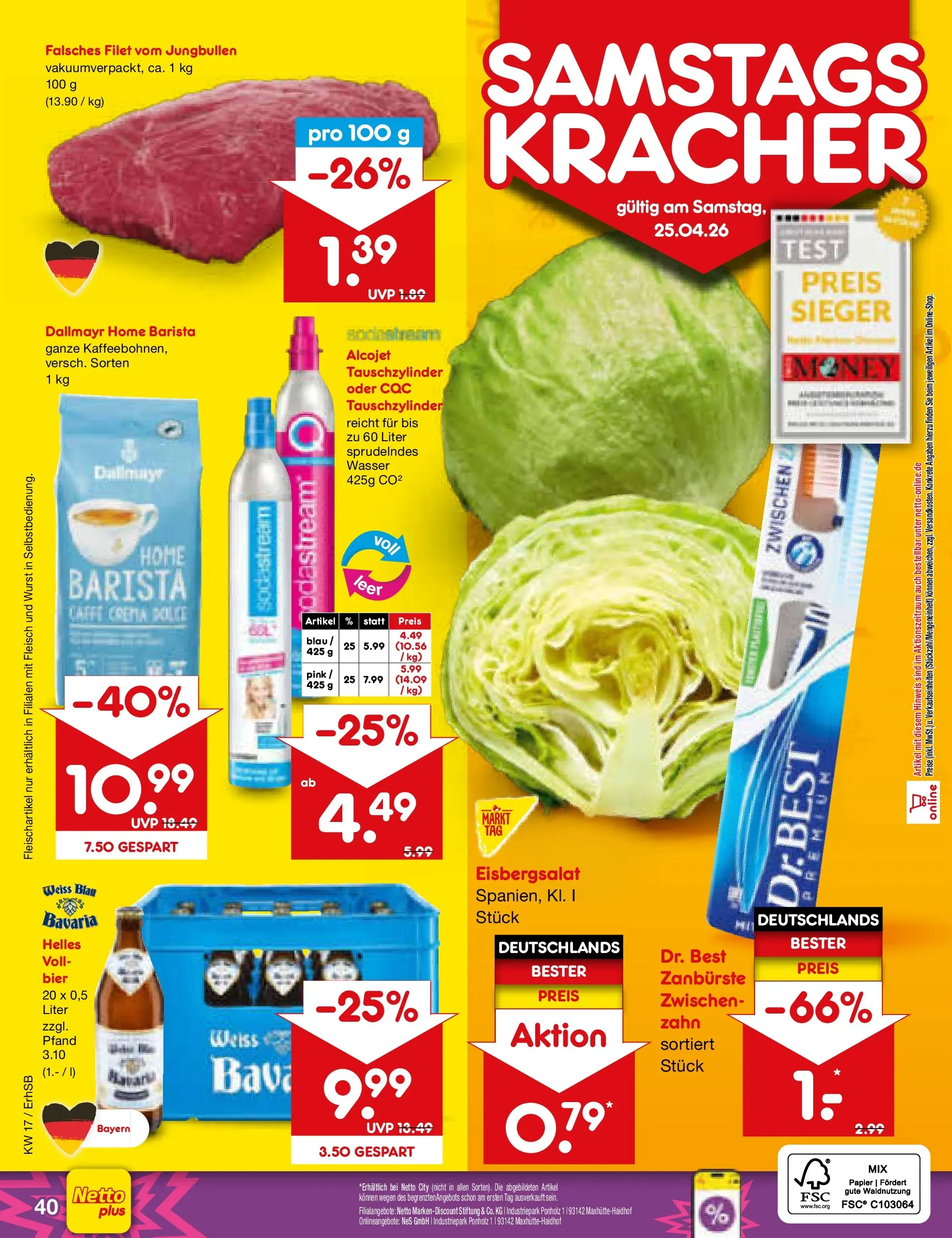 Netto Marken-Discount Prospekt Metten	 (ab 20.04.2026) » Angebote | Seite: 55 | Produkte: Bier, Wasser, Wurst, Fleisch