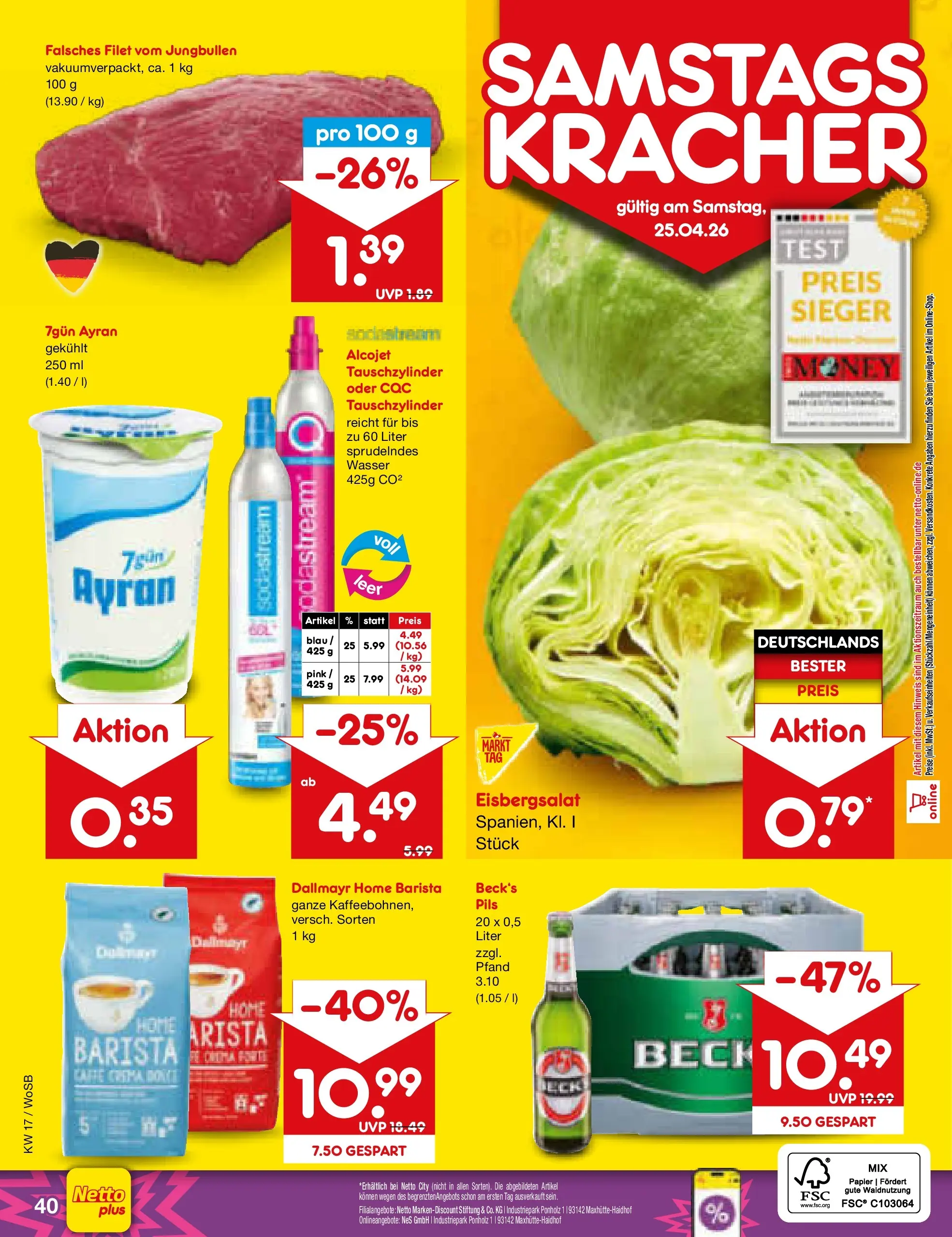 Netto Marken-Discount Prospekt Mannheim	 (ab 20.04.2026) » Angebote | Seite: 55 | Produkte: Eisbergsalat, Dallmayr, Wasser, Sodastream