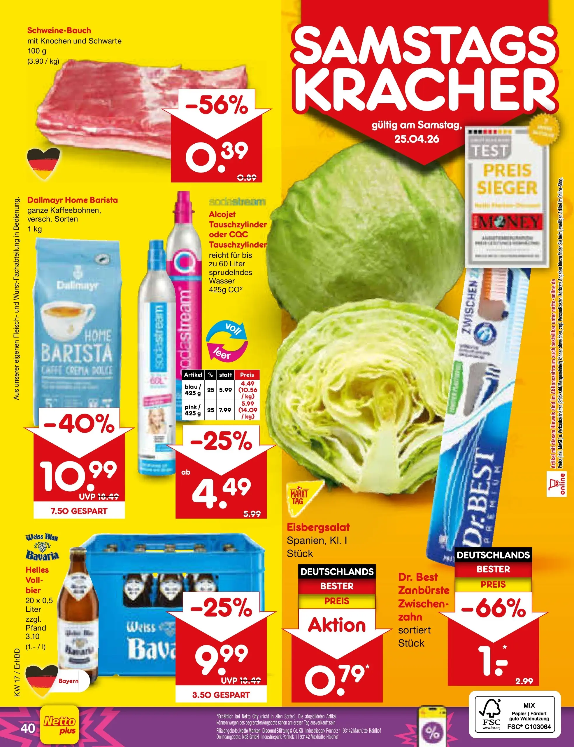 Netto Marken-Discount Prospekt Ergolding	 (ab 20.04.2026) » Angebote | Seite: 55 | Produkte: Schweinebauch, Eisbergsalat, Wasser, Sodastream