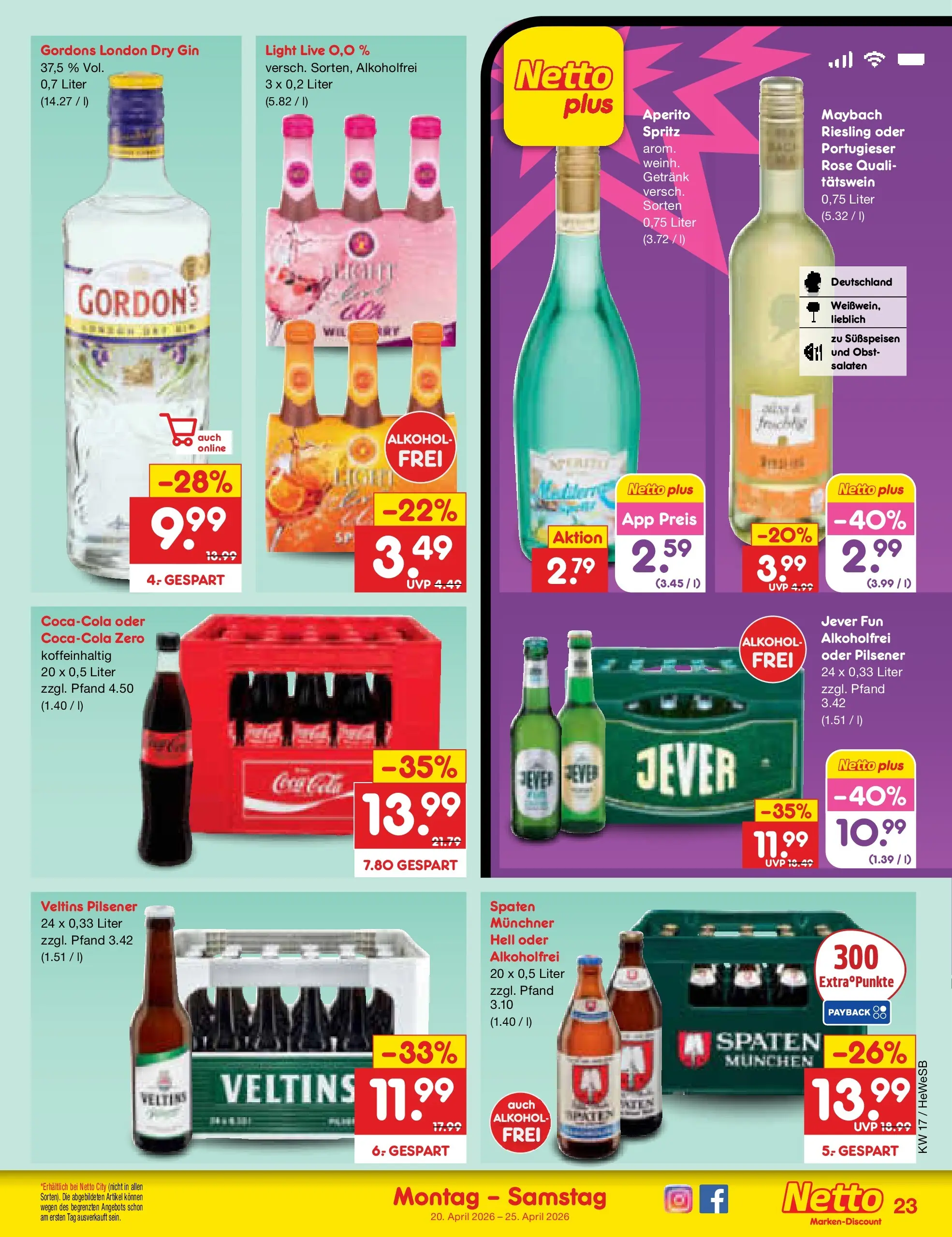 Netto Marken-Discount Prospekt Hamburg	 (ab 20.04.2026) » Angebote | Seite: 31 | Produkte: Obst, Jever, Gin, Veltins