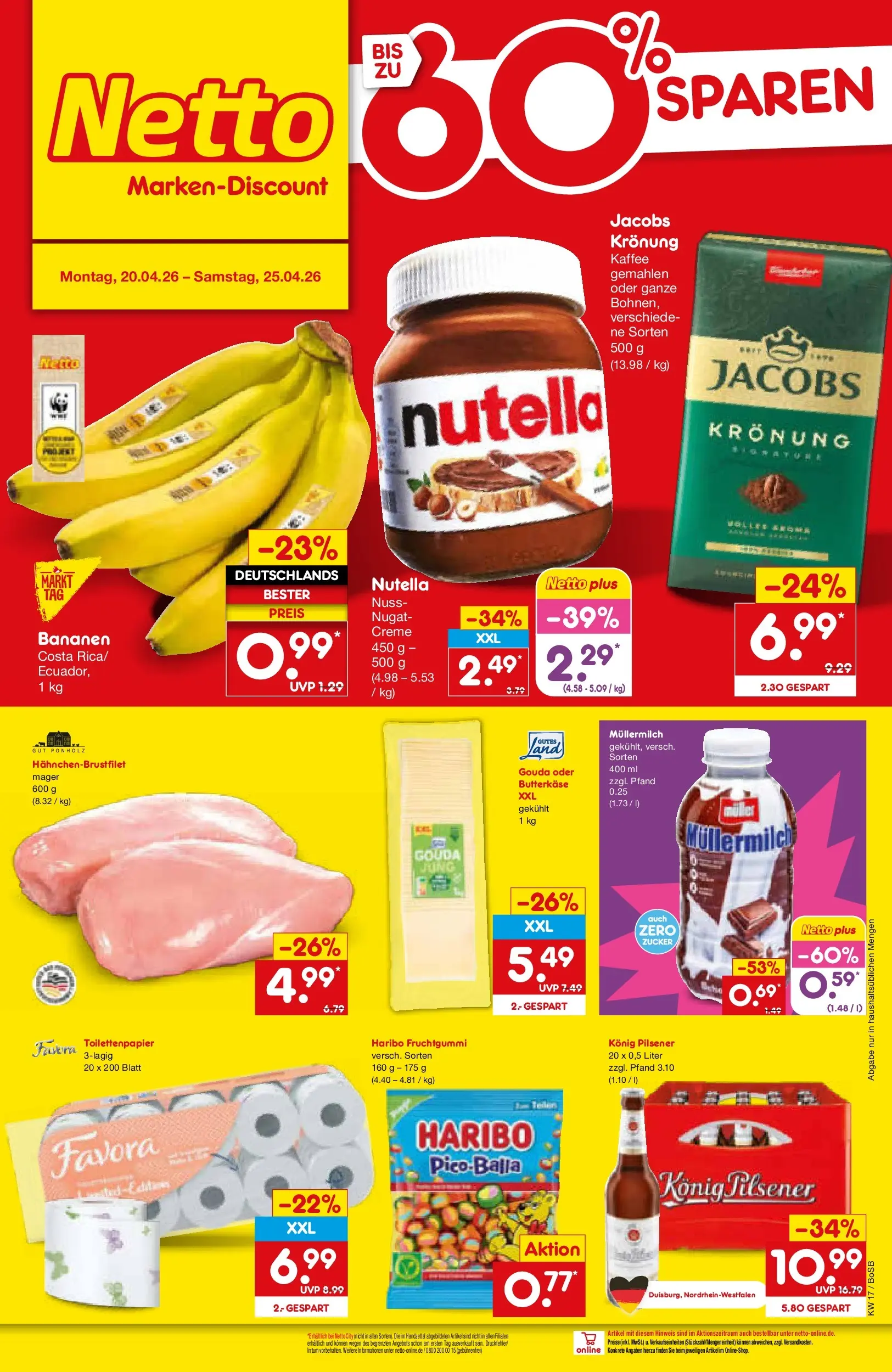 Netto Marken-Discount Prospekt Stadtlohn	 (ab 20.04.2026) » Angebote | Seite: 28 | Produkte: Haribo, Nutella, Müllermilch, Toilettenpapier