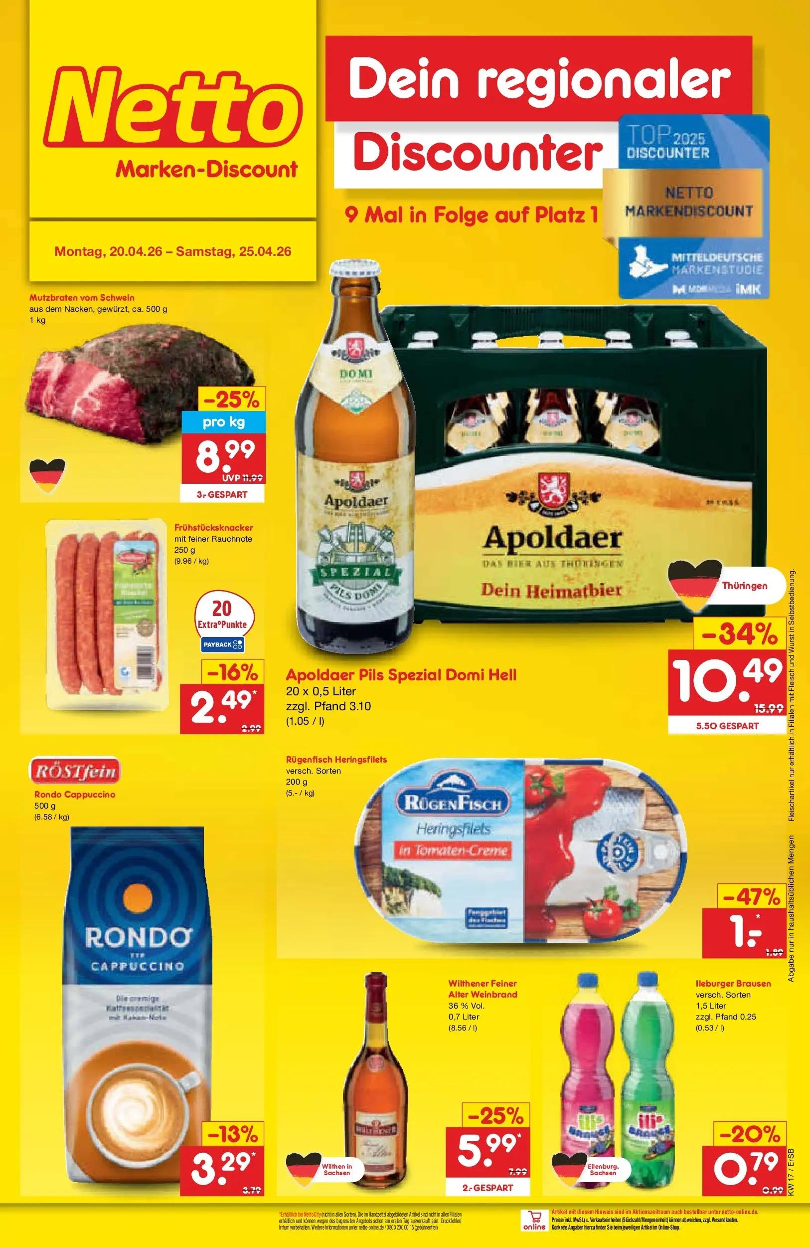 Netto Marken-Discount Prospekt Nordhausen	 (ab 19.04.2026) » Angebote | Seite: 28 | Produkte: Top, Tomaten, Creme, Wurst