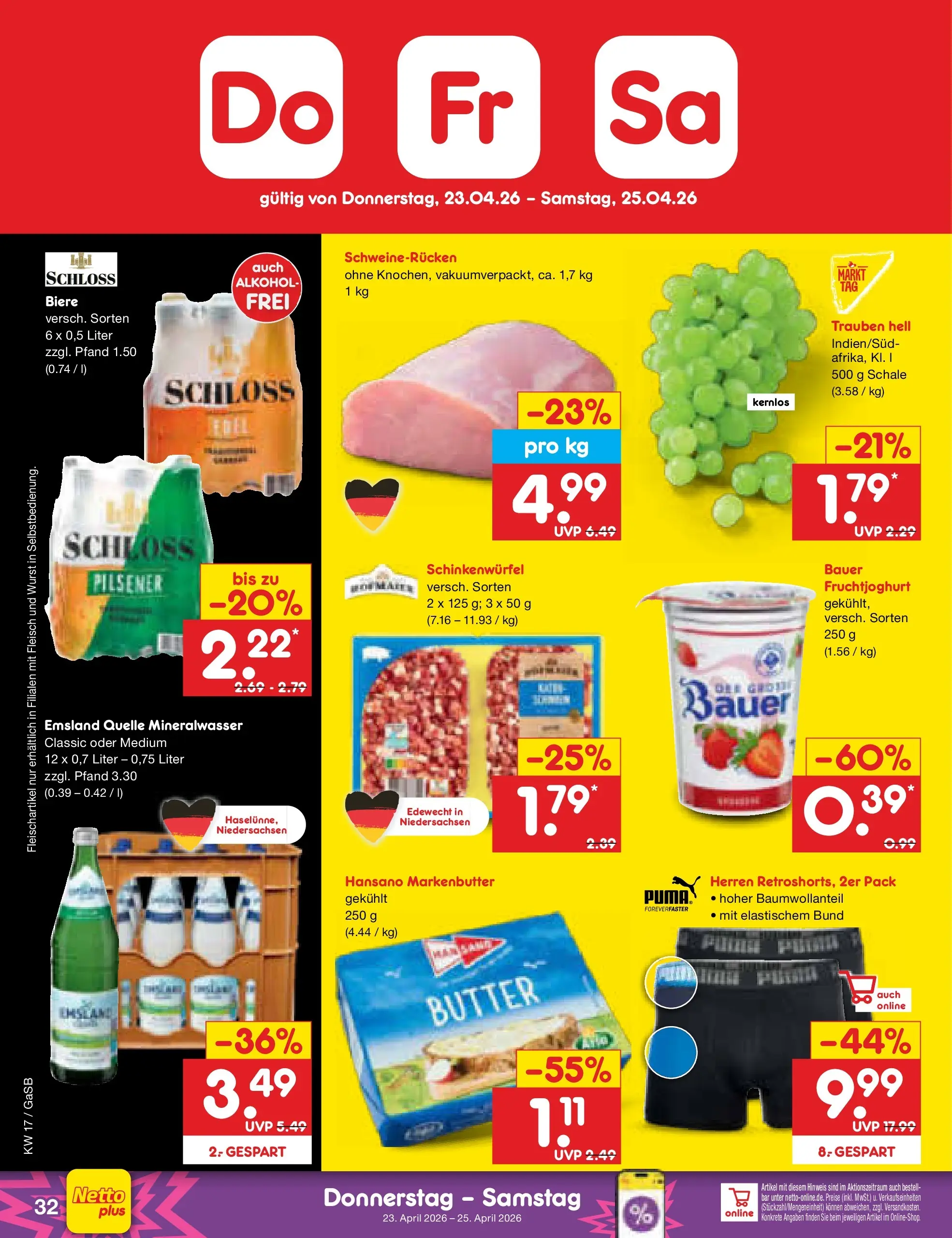 Netto Marken-Discount Prospekt Bremen-Lesum (ab 20.04.2026) » Angebote | Seite: 48 | Produkte: Trauben, Wurst, Schweinerucken, Fleisch Netto Marken-Discount Prospekt Bremen-Lesum (ab 20.04.2026) » Angebote | Seite: 48 | Produkte: Trauben, Wurst, Schweinerucken, Fleisch