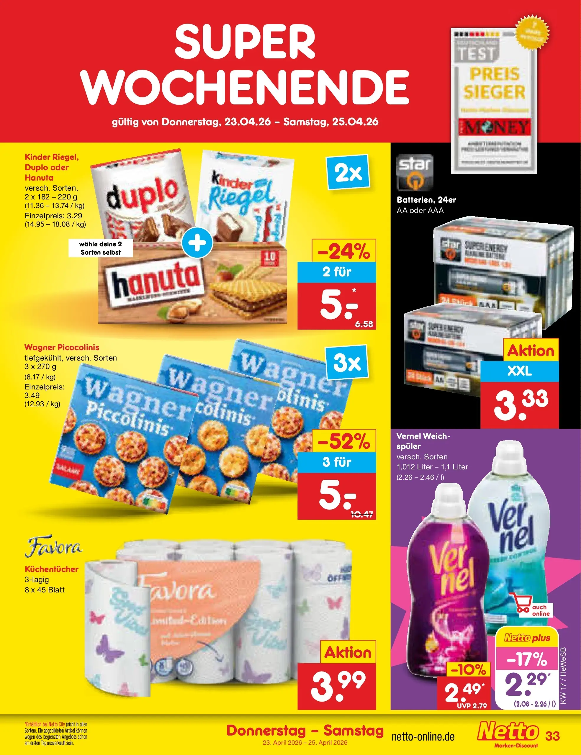 Netto Marken-Discount Prospekt Hamburg	 (ab 20.04.2026) » Angebote | Seite: 45 | Produkte: Piccolinis, Vernel