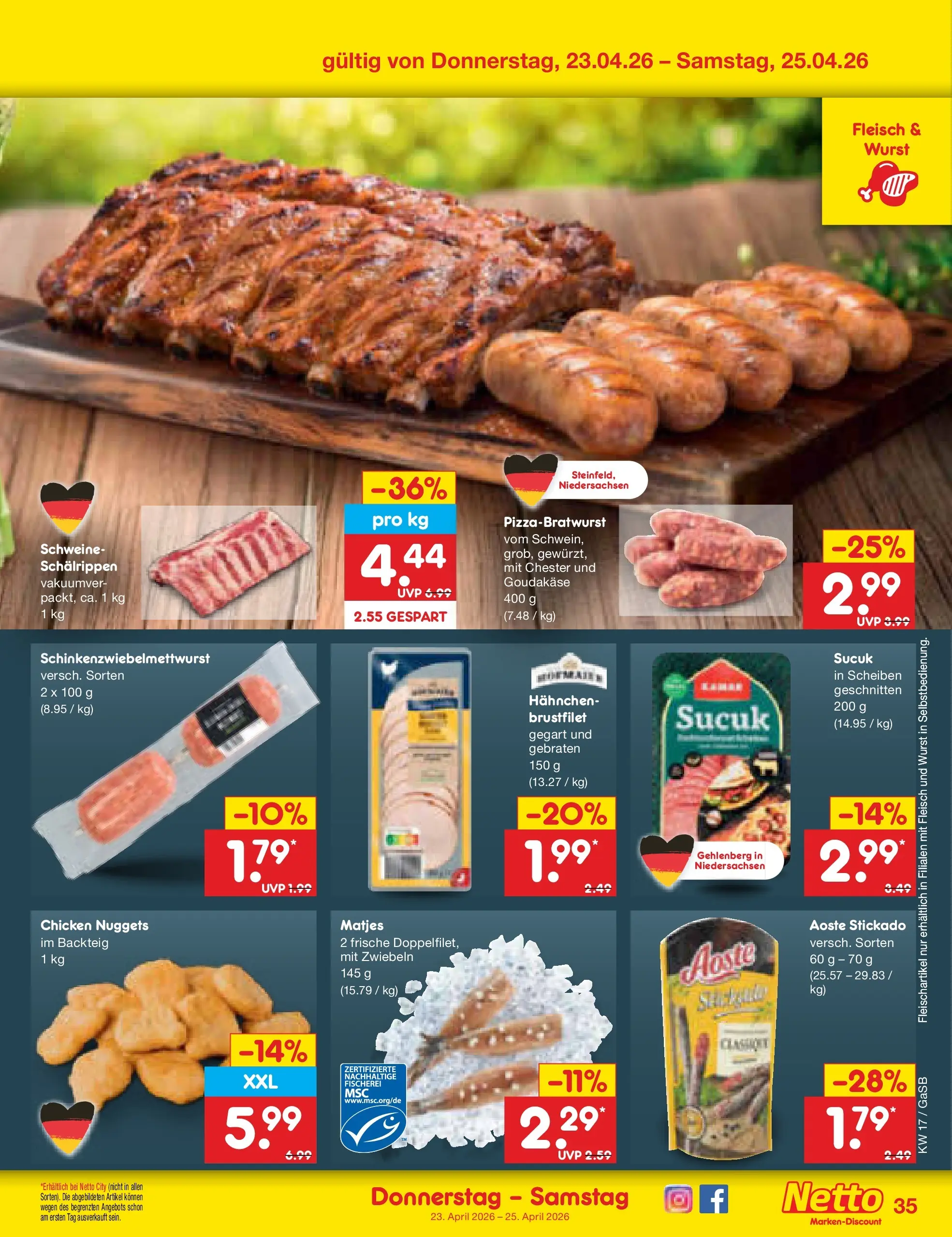 Netto Marken-Discount Prospekt Bremen-Lesum (ab 20.04.2026) » Angebote | Seite: 51 | Produkte: Hahnchen, Zwiebeln, Wurst, Fleisch Netto Marken-Discount Prospekt Bremen-Lesum (ab 20.04.2026) » Angebote | Seite: 51 | Produkte: Hahnchen, Zwiebeln, Wurst, Fleisch