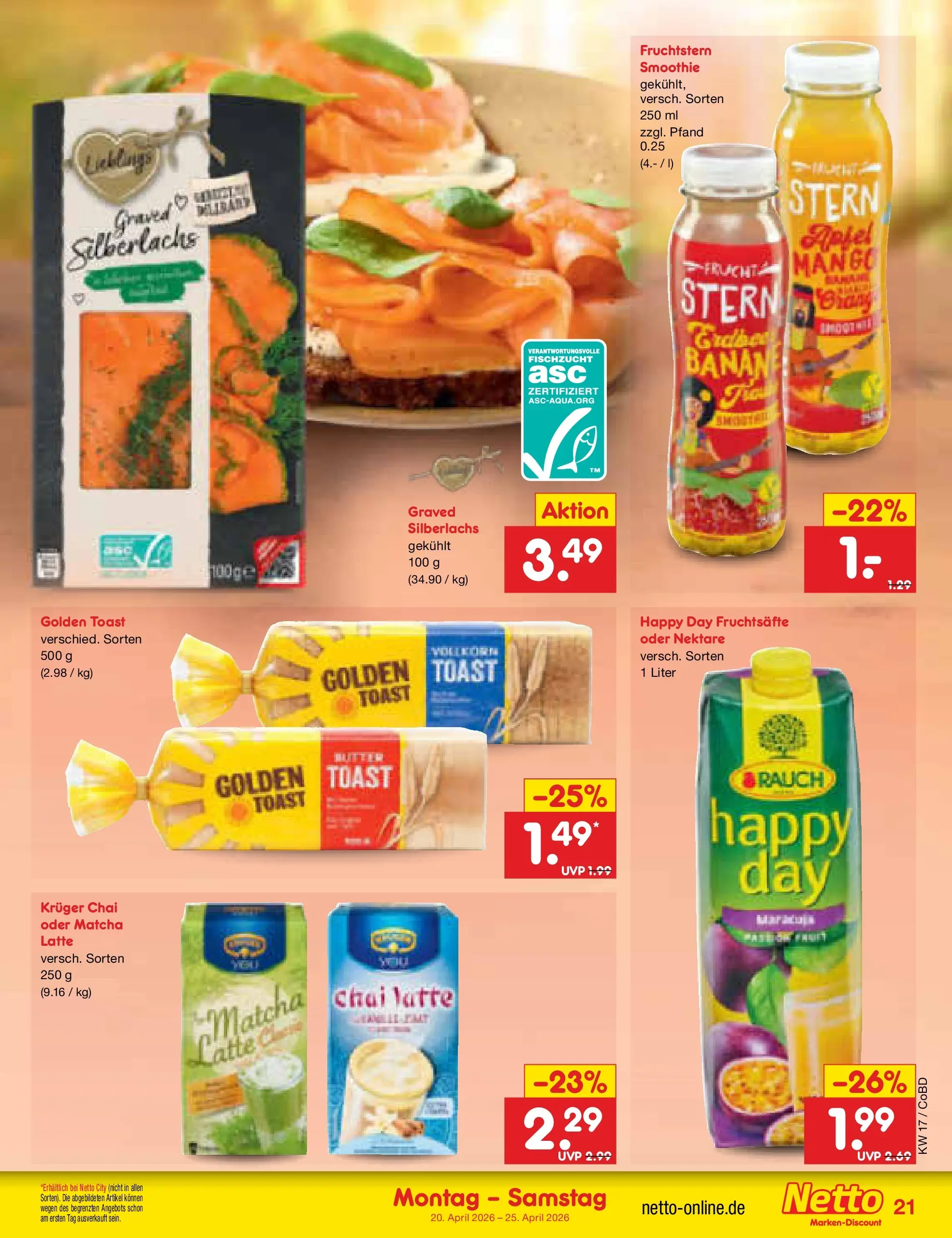 Netto Marken-Discount Prospekt Delitzsch	 (ab 20.04.2026) » Angebote | Seite: 23 | Produkte: Butter, Toast, Mango