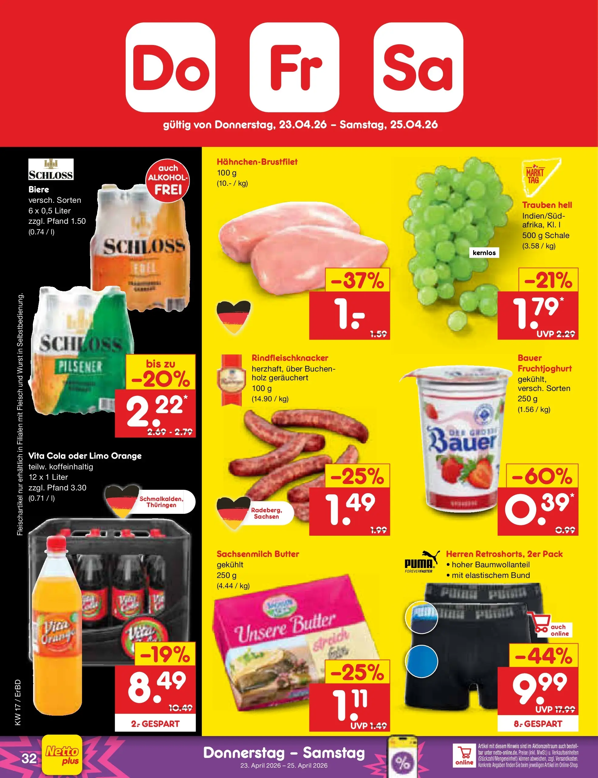 Netto Marken-Discount Prospekt Jena-Lobeda	 (ab 20.04.2026) » Angebote | Seite: 48 | Produkte: Butter, Trauben, Wurst, Fleisch