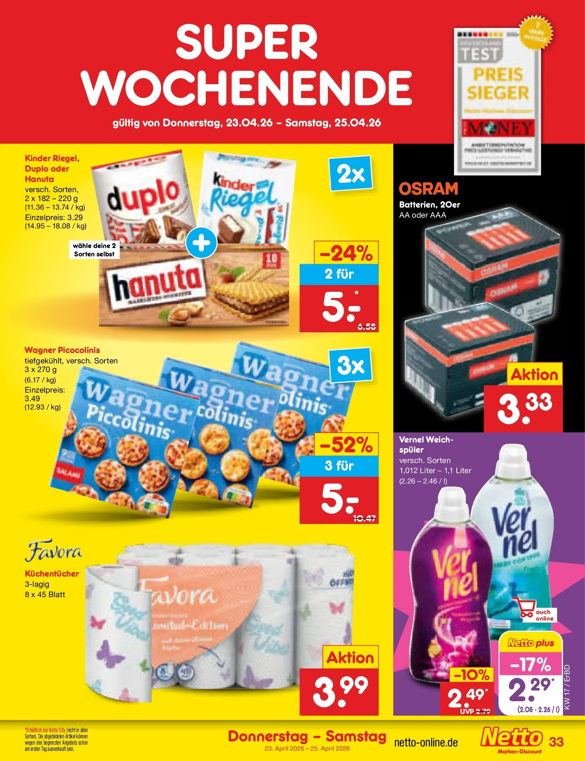 Netto Marken-Discount Prospekt Jena-Lobeda	 (ab 20.04.2026) » Angebote | Seite: 49 | Produkte: Piccolinis, Duplo riegel, Vernel