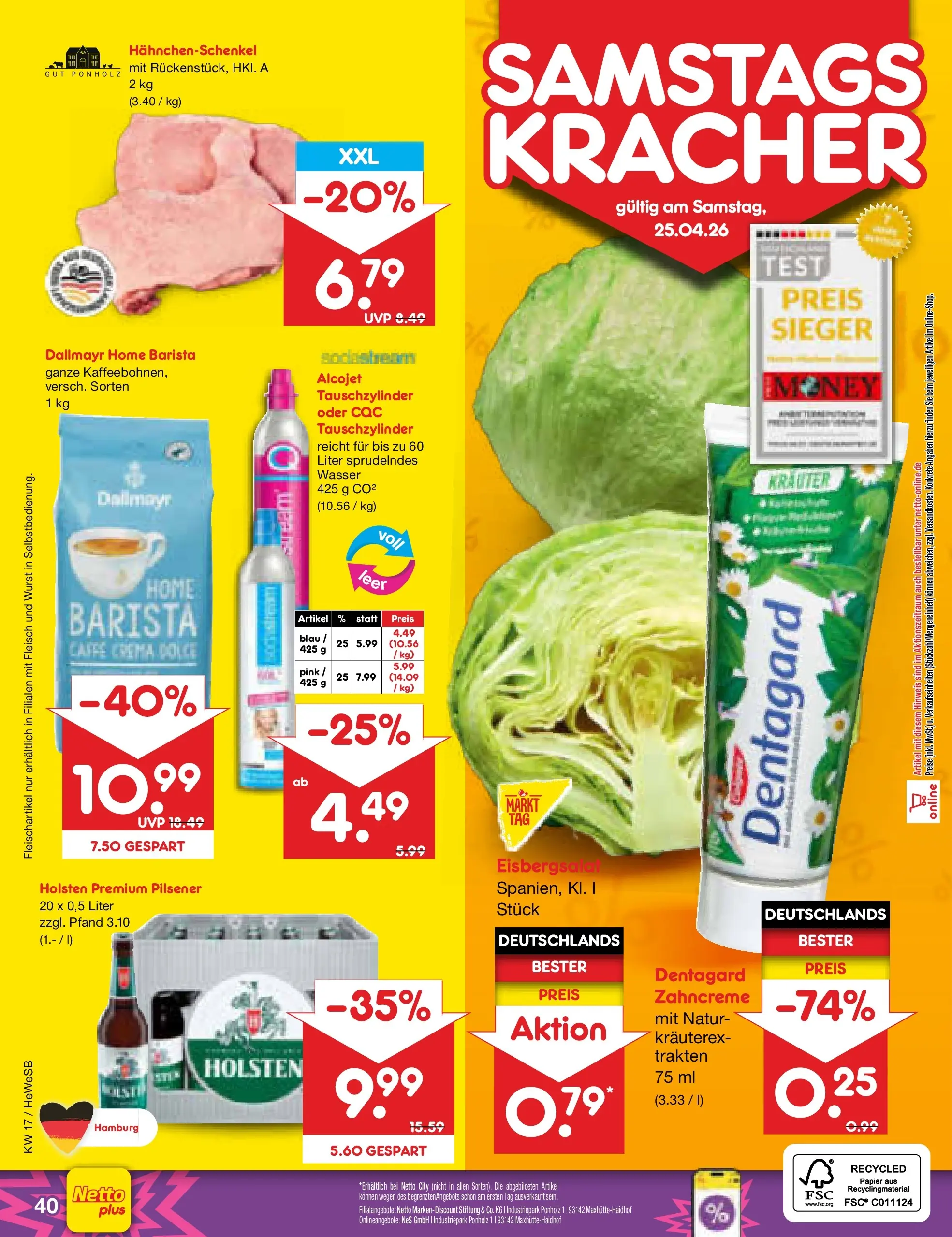 Netto Marken-Discount Prospekt Hamburg	 (ab 20.04.2026) » Angebote | Seite: 52 | Produkte: Holsten, Eisbergsalat, Wurst, Fleisch