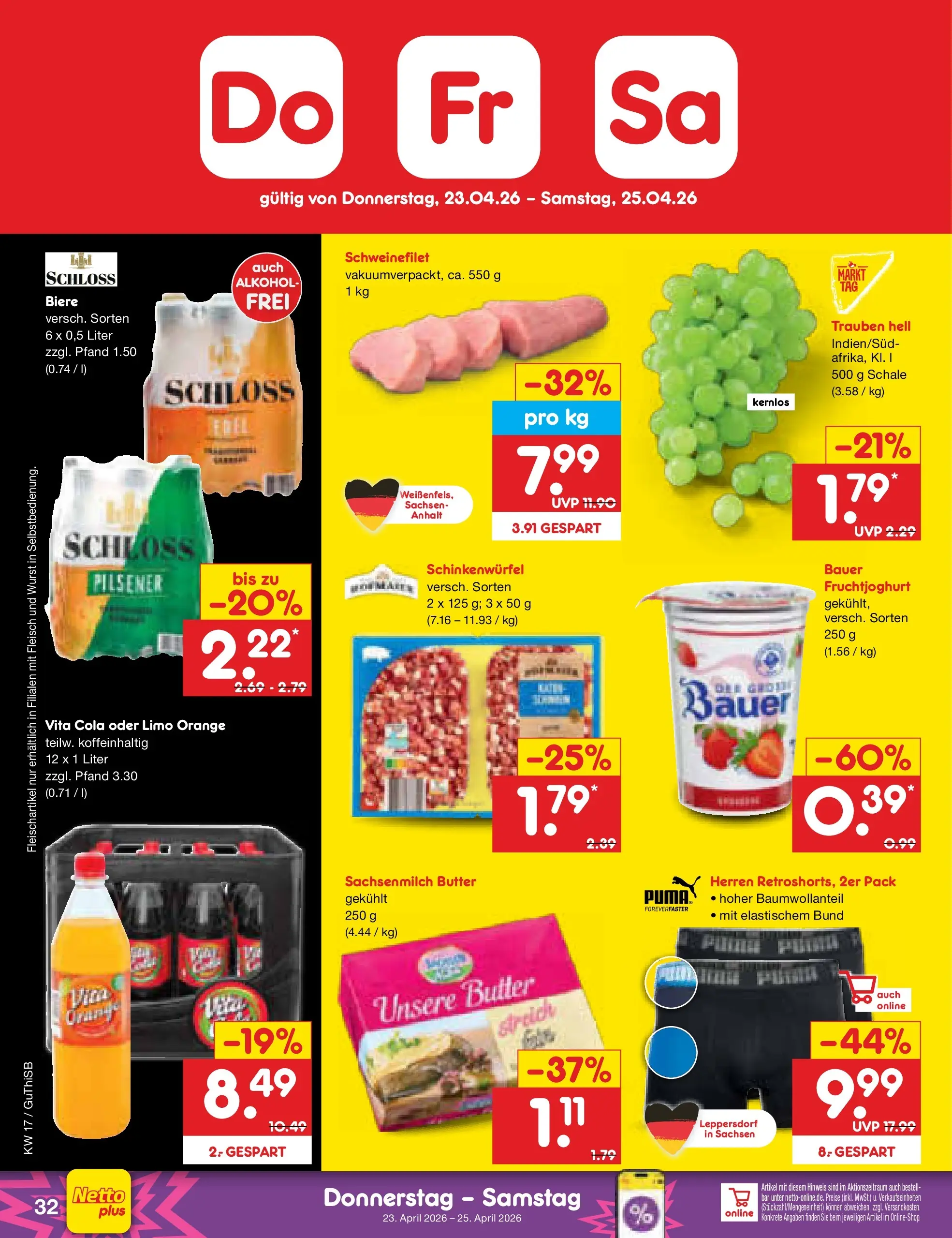 Netto Marken-Discount Prospekt Machern	 (ab 19.04.2026) » Angebote | Seite: 48 | Produkte: Cola, Butter, Fruchtjoghurt, Wurst
