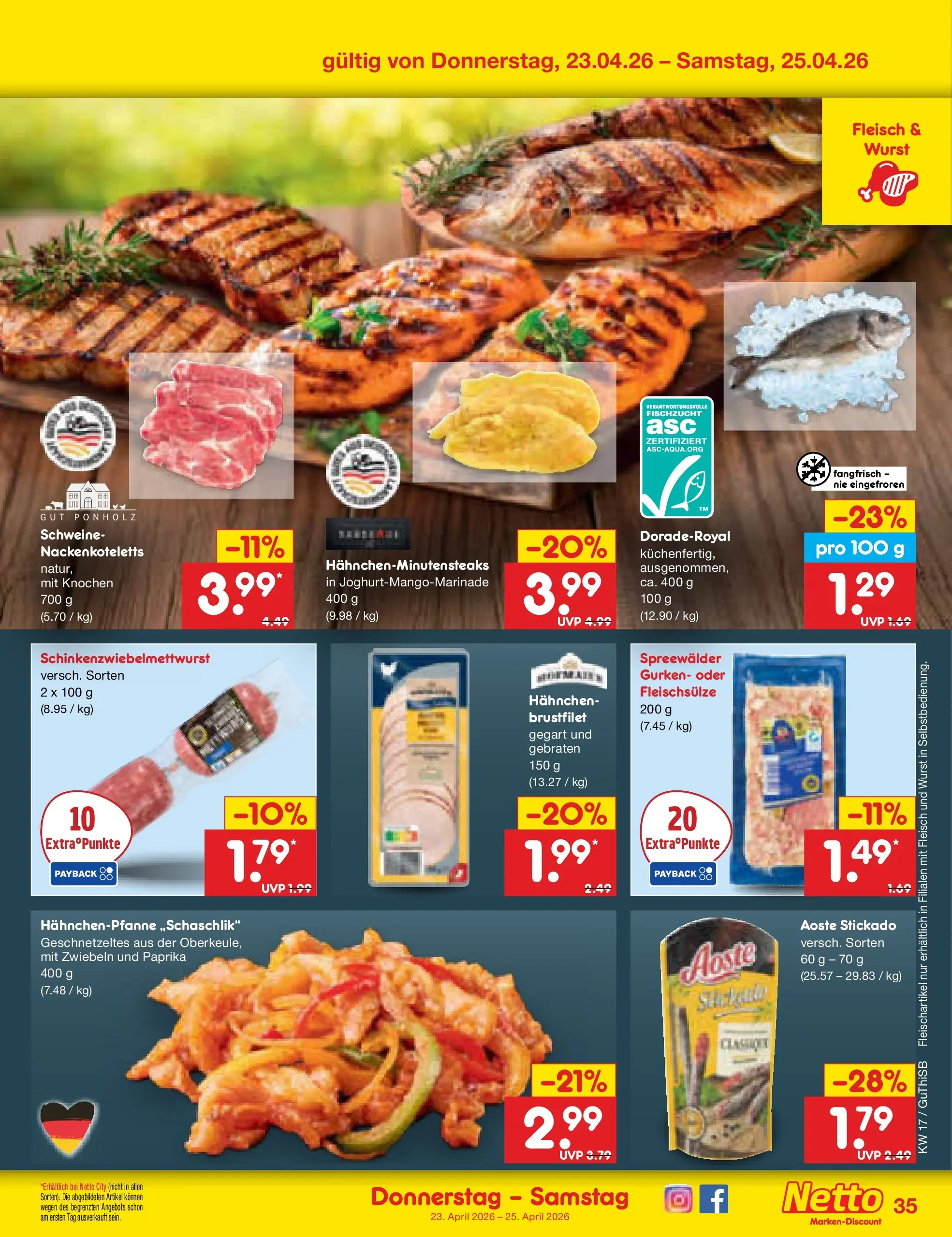 Netto Marken-Discount Prospekt Machern	 (ab 19.04.2026) » Angebote | Seite: 51 | Produkte: Hahnchen, Paprika, Wurst, Fleisch