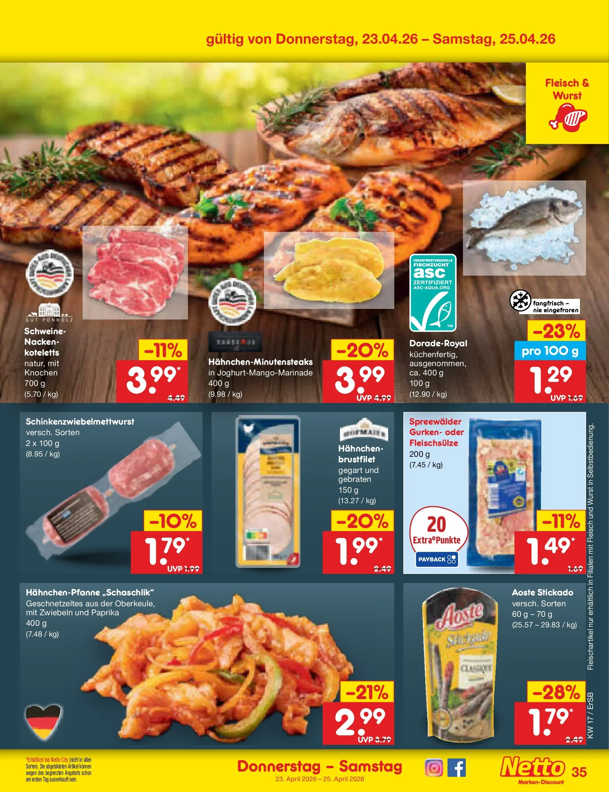 Netto Marken-Discount Prospekt Nordhausen	 (ab 19.04.2026) » Angebote | Seite: 51 | Produkte: Hahnchen, Wurst, Fleisch, Gurken